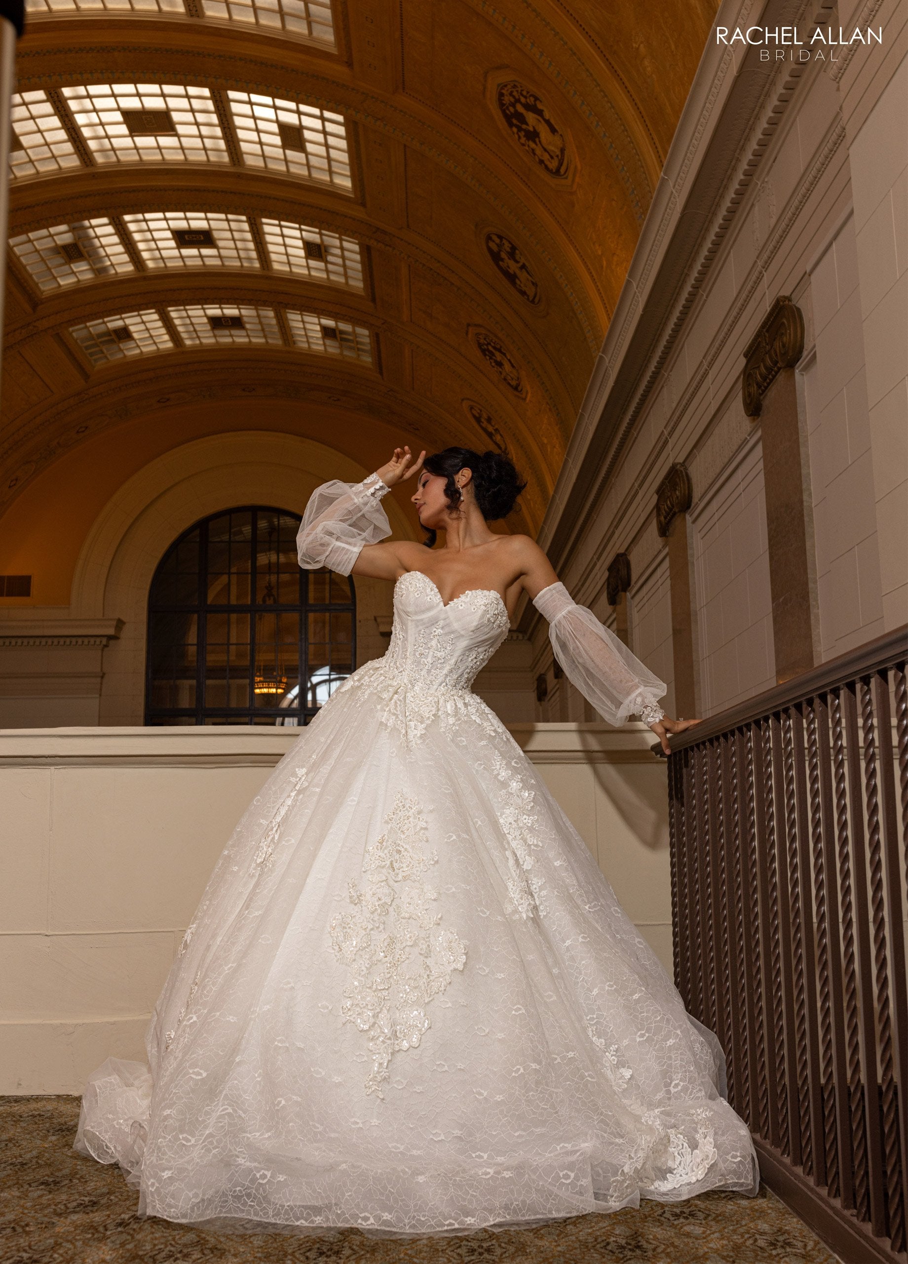 Rachel Allan RB6163 Long Floral Beaded Wedding Dress