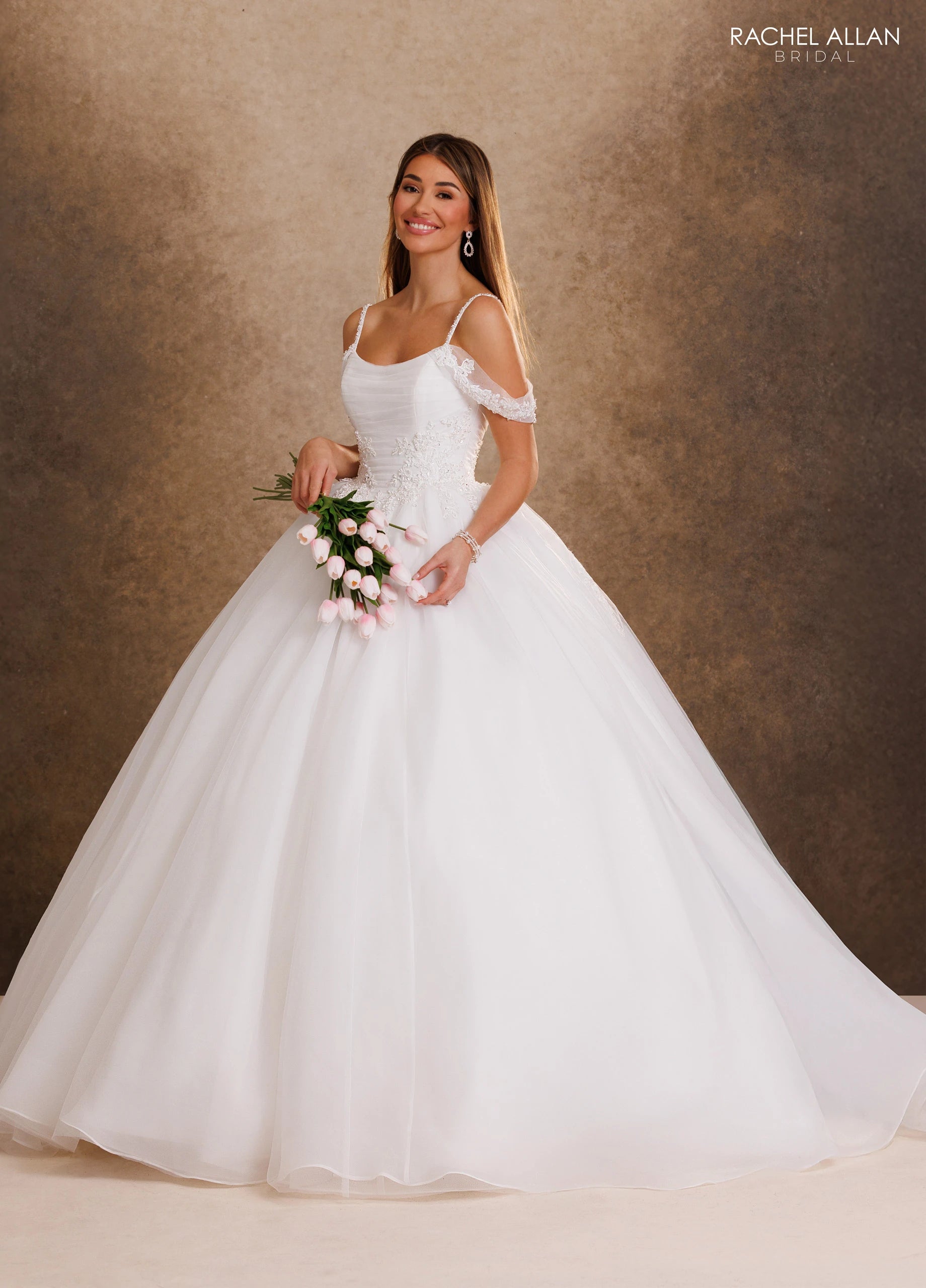 Scoop Floor-Length Tulle Wedding Dress Ball Gown Rachel Allan RB6202