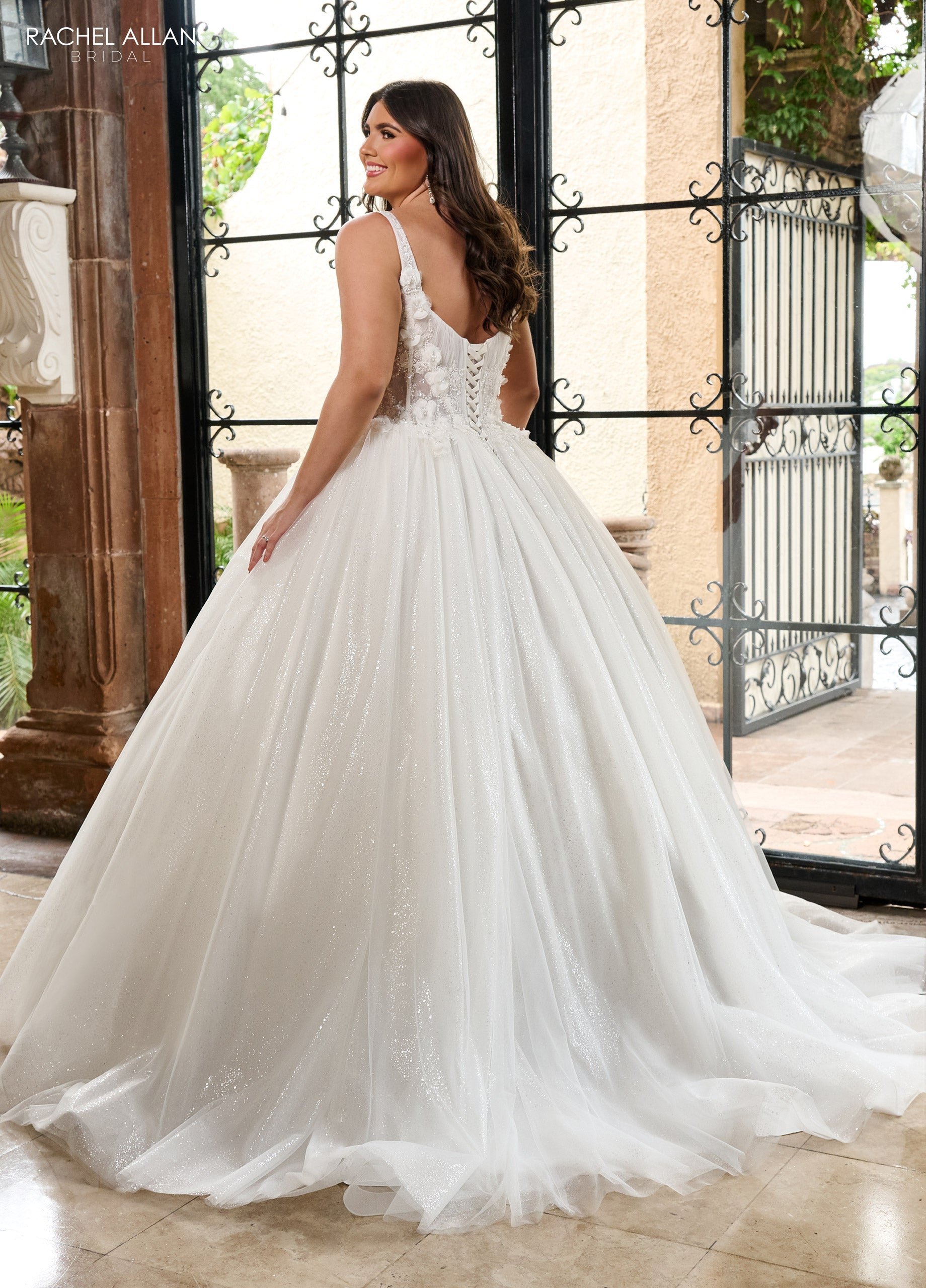 Rachel Allan RB6165 Glitter Ball Gown Applique Beaded Wedding Dress