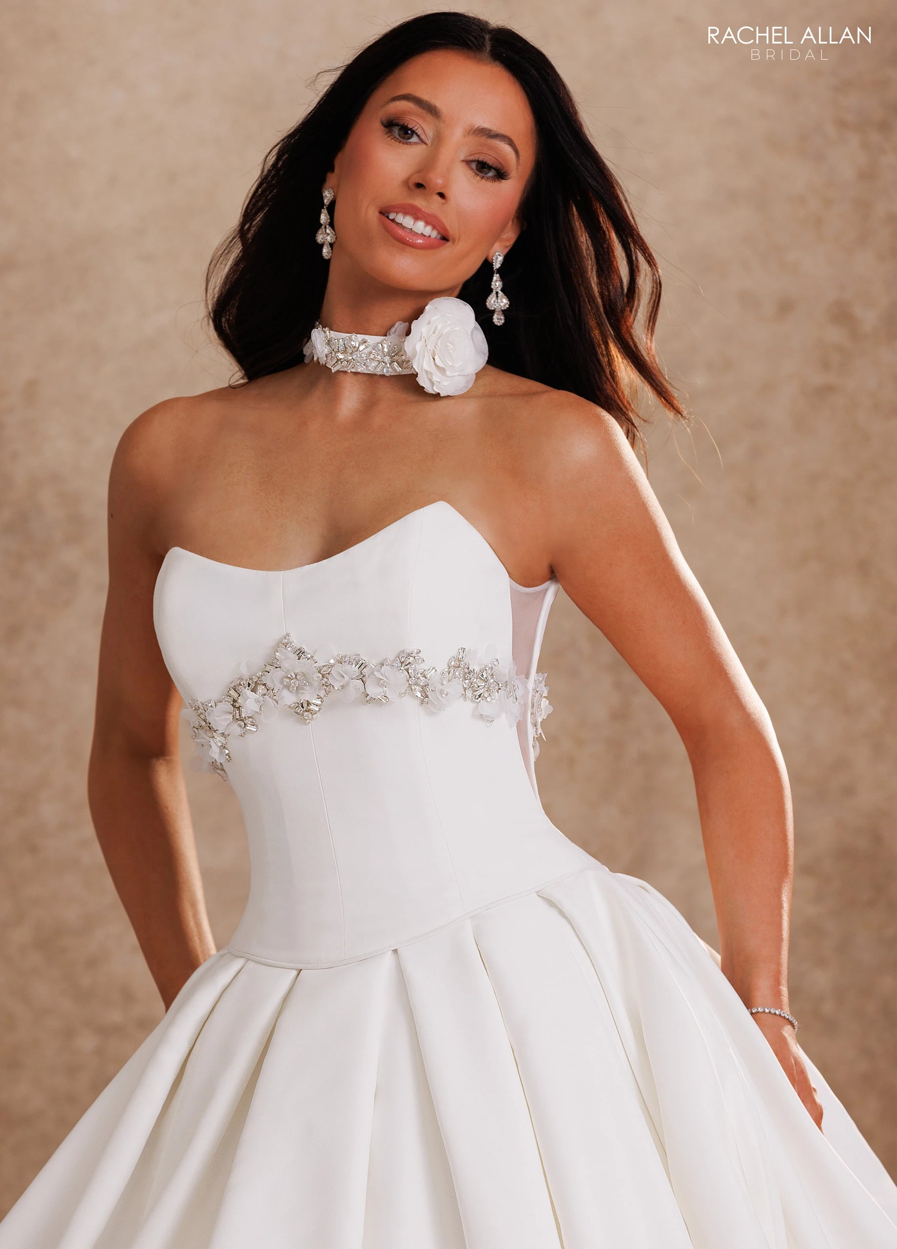 Strapless Straight Neck Floor-Length with T in Mikado Wedding Dress Ball Gown Rachel Allan RB6208