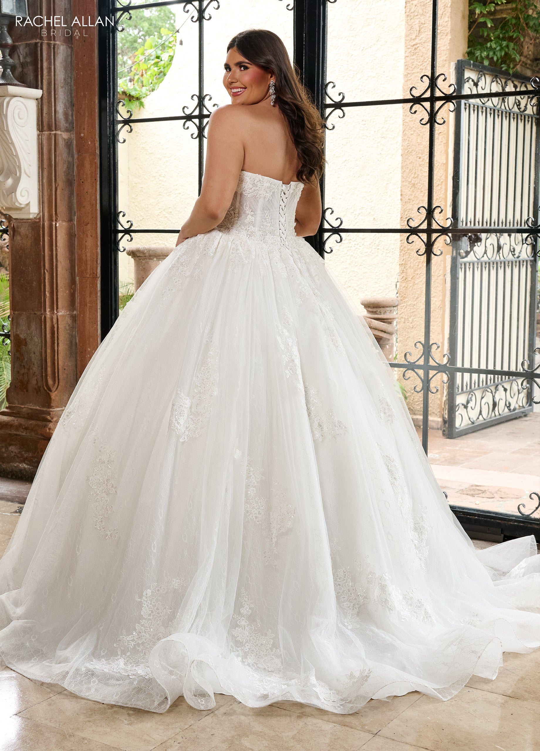 Rachel Allan RB6163 Long Floral Beaded Wedding Dress