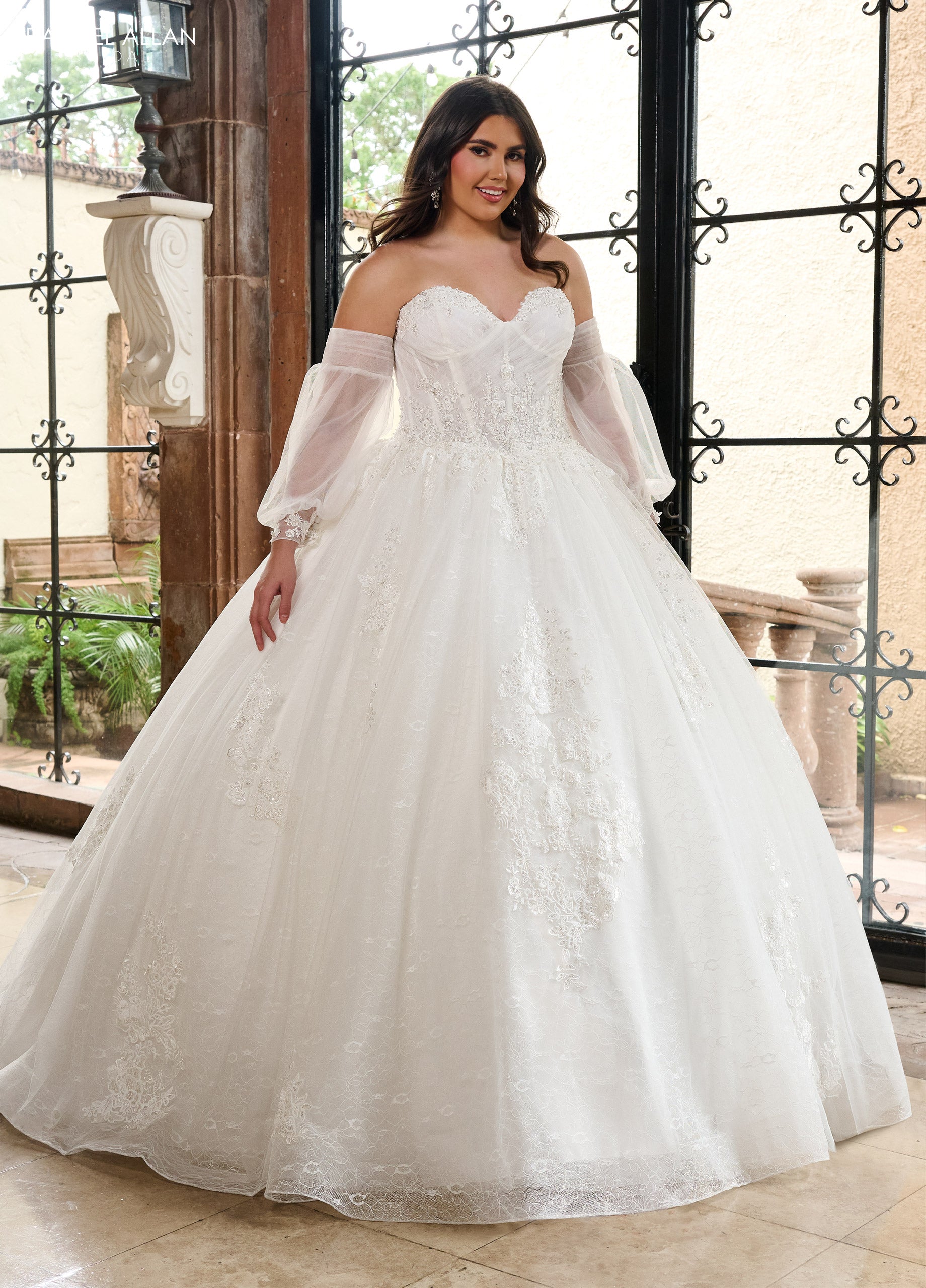 Rachel Allan RB6163 Long Floral Beaded Wedding Dress