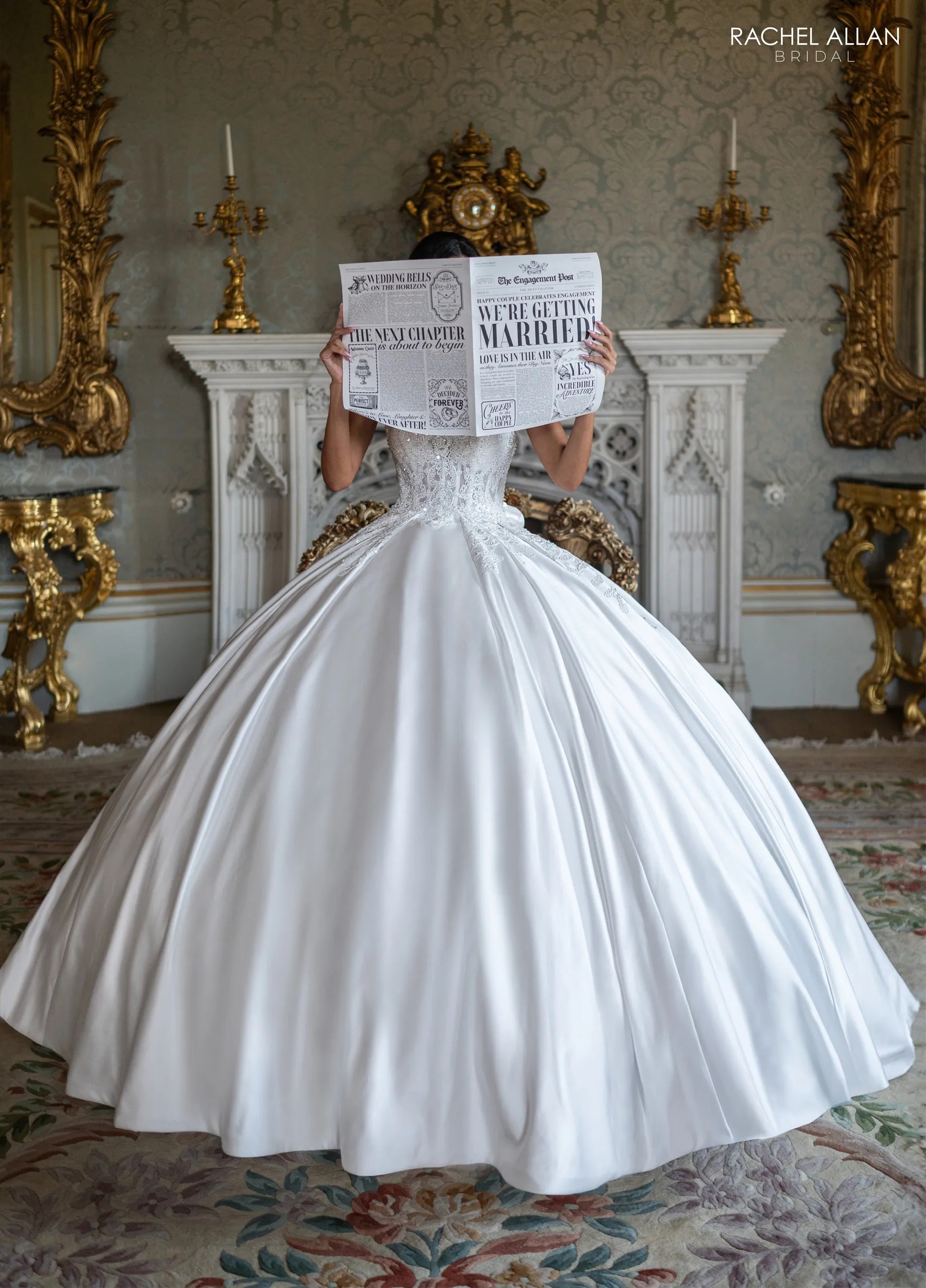 Ivory Sweetheart Floor-Length Mikado Wedding Dress Ball Gown with Lace Bodice Rachel Allan RB6195