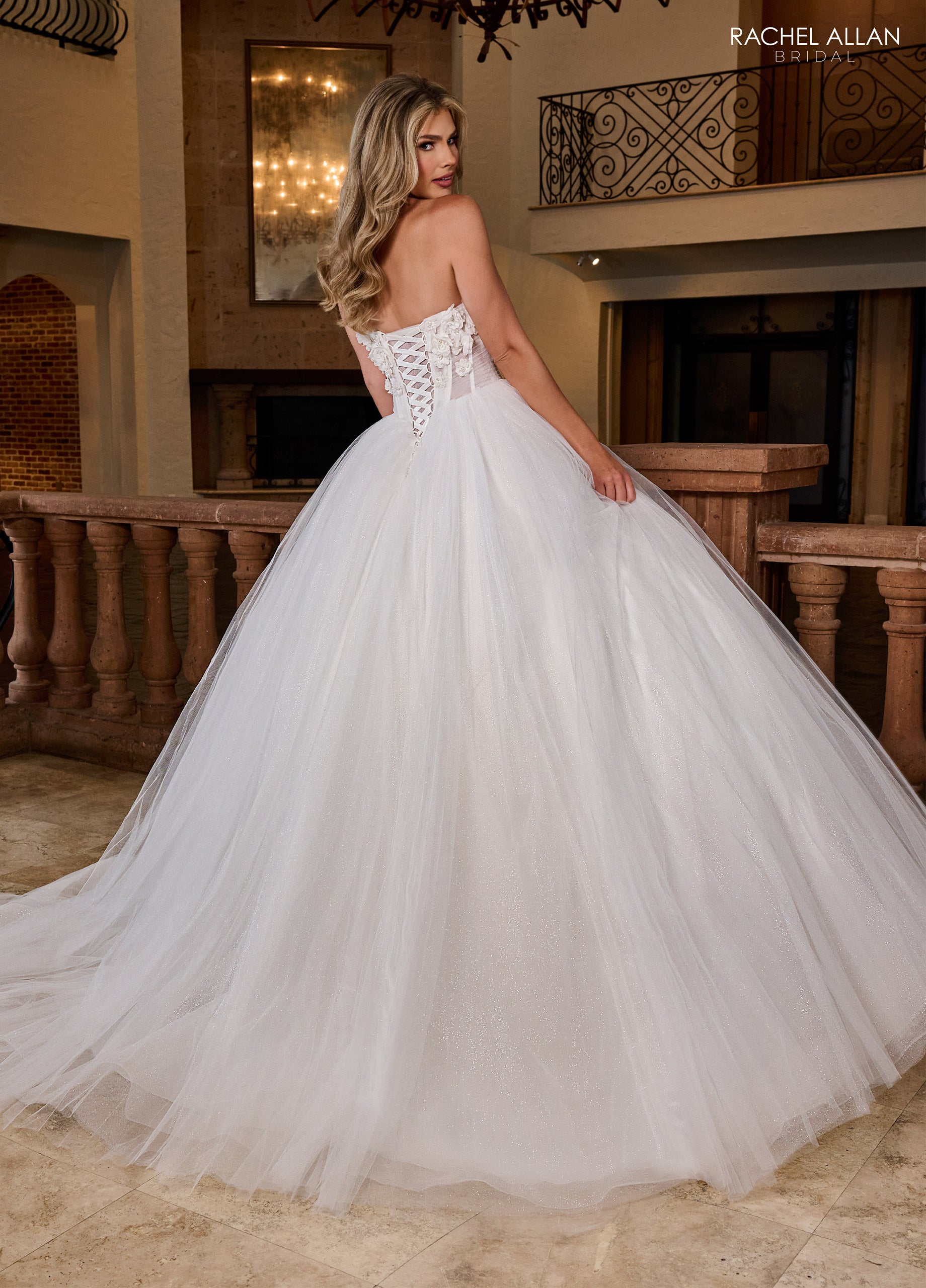 Rachel Allan RB6160 Long Glitter Pleated Wedding Dress