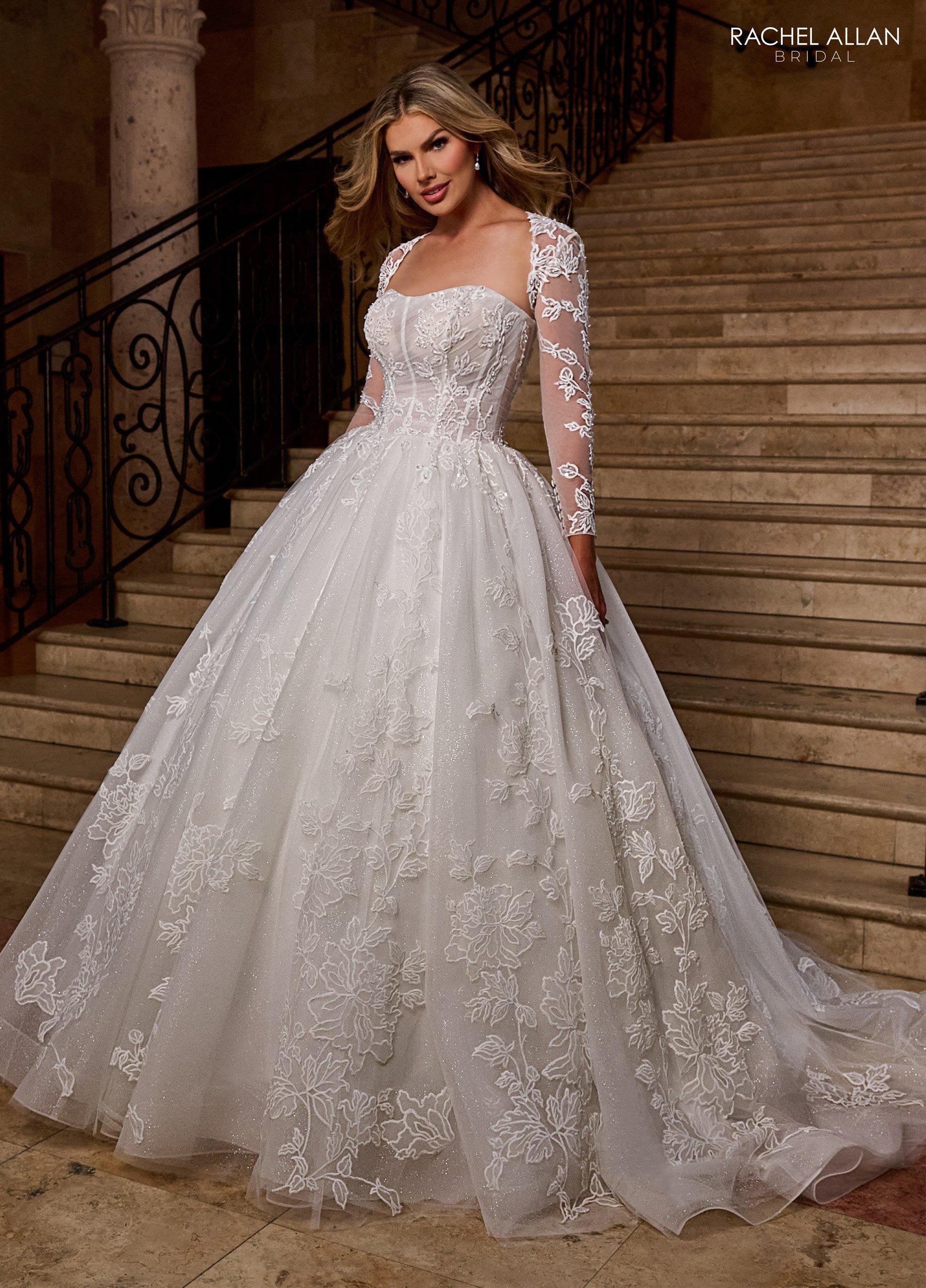 Rachel Allan RB6161 Long Bridal Gown Beaded Lace Wedding Dress