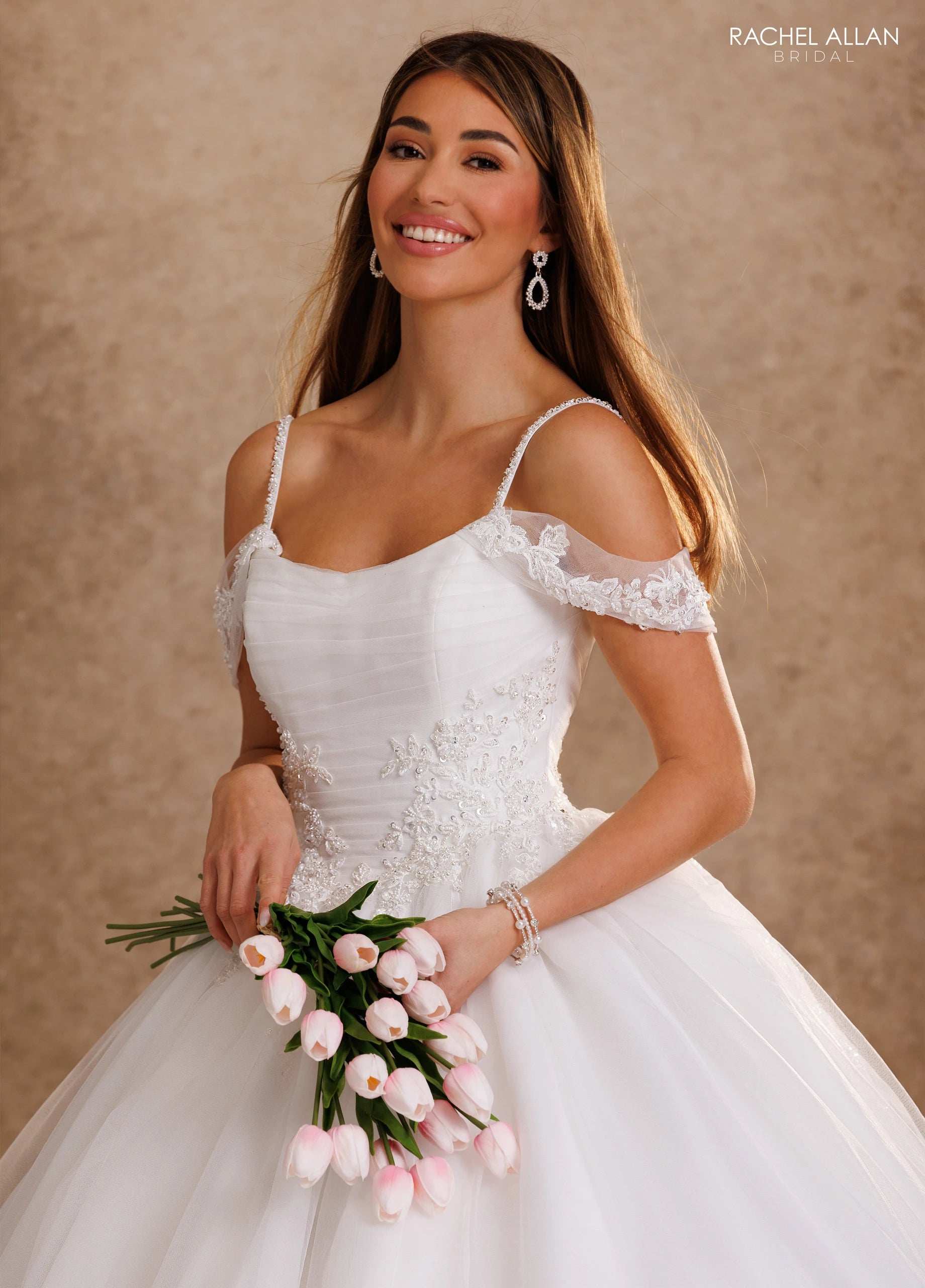 Scoop Floor-Length Tulle Wedding Dress Ball Gown Rachel Allan RB6202