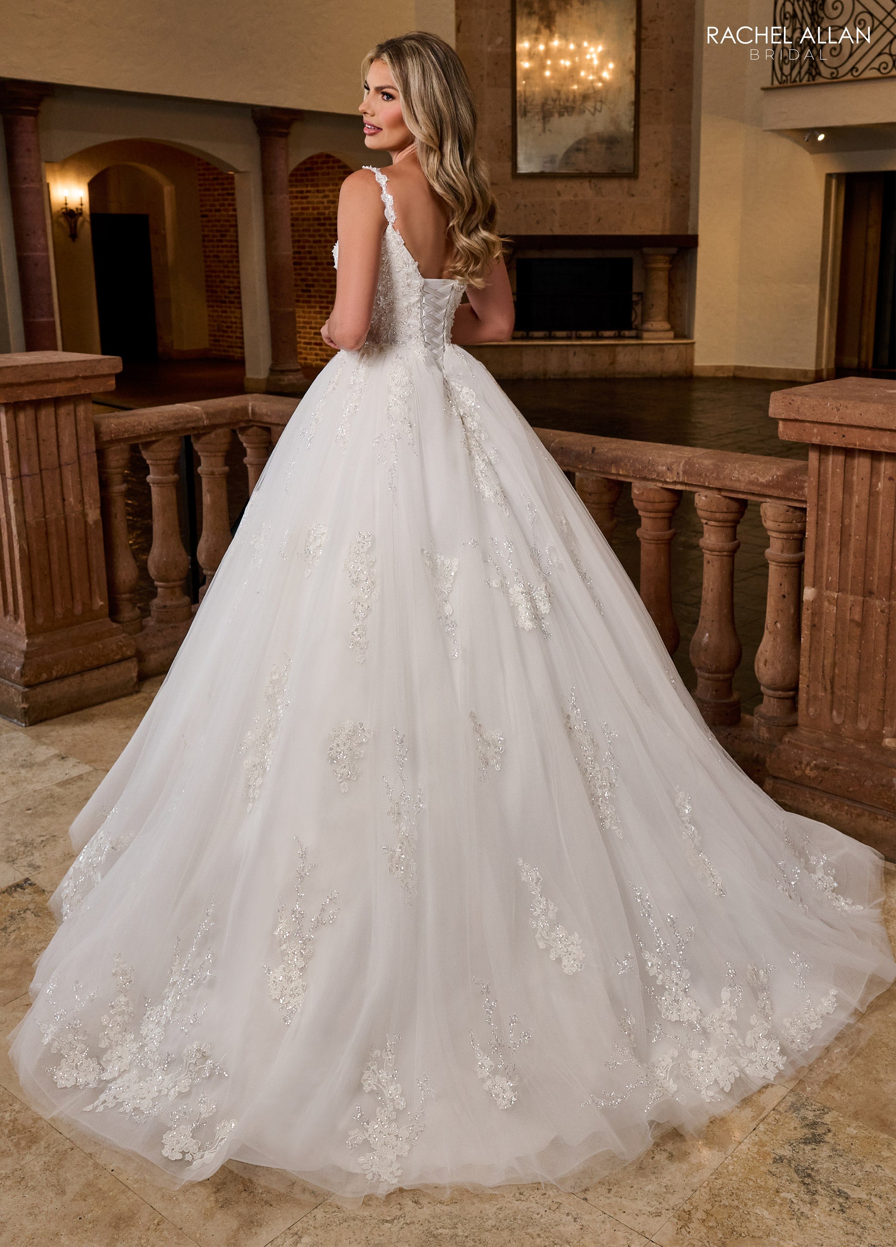 Rachel Allan RB6171 Long Beaded Ball Gown Lace Wedding Dress