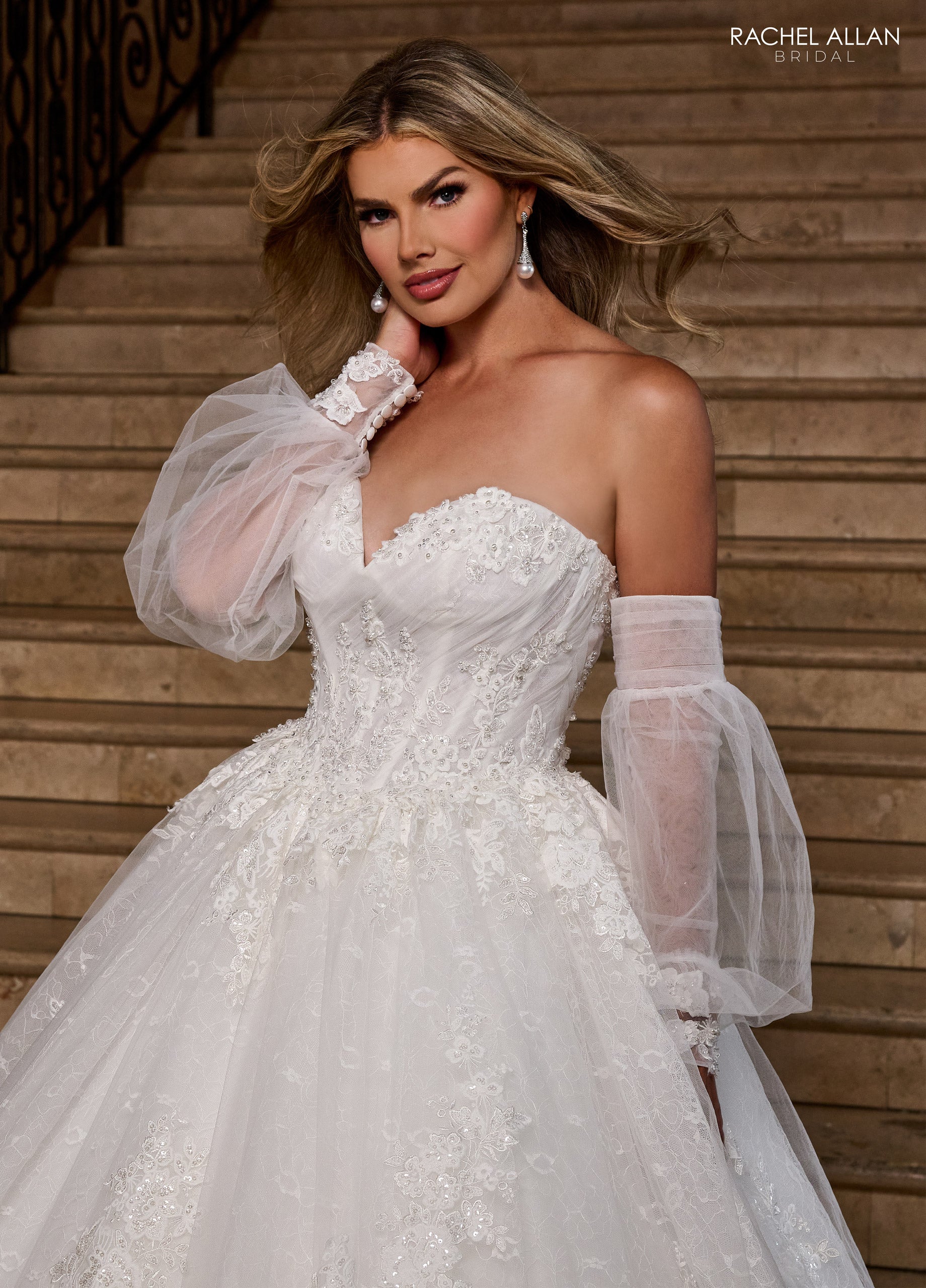 Rachel Allan RB6163 Long Floral Beaded Wedding Dress