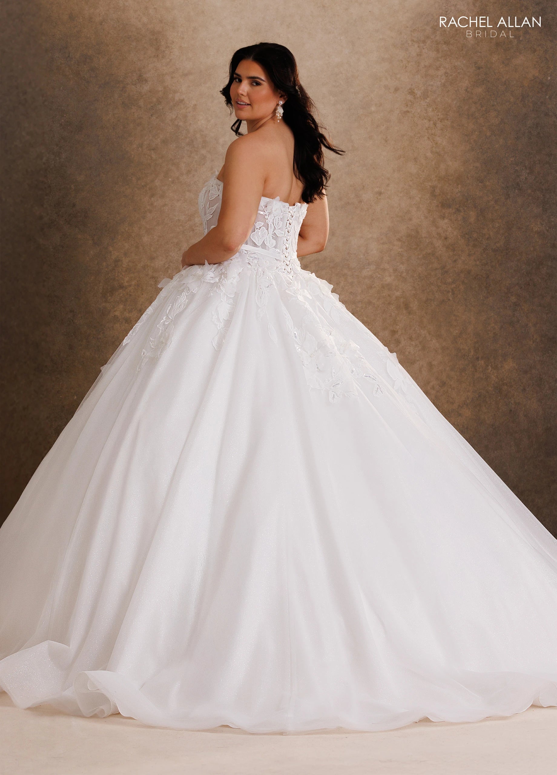 Strapless Straight Neck Floor-Length Tulle Wedding Dress Ball Gown Rachel Allan RB6205