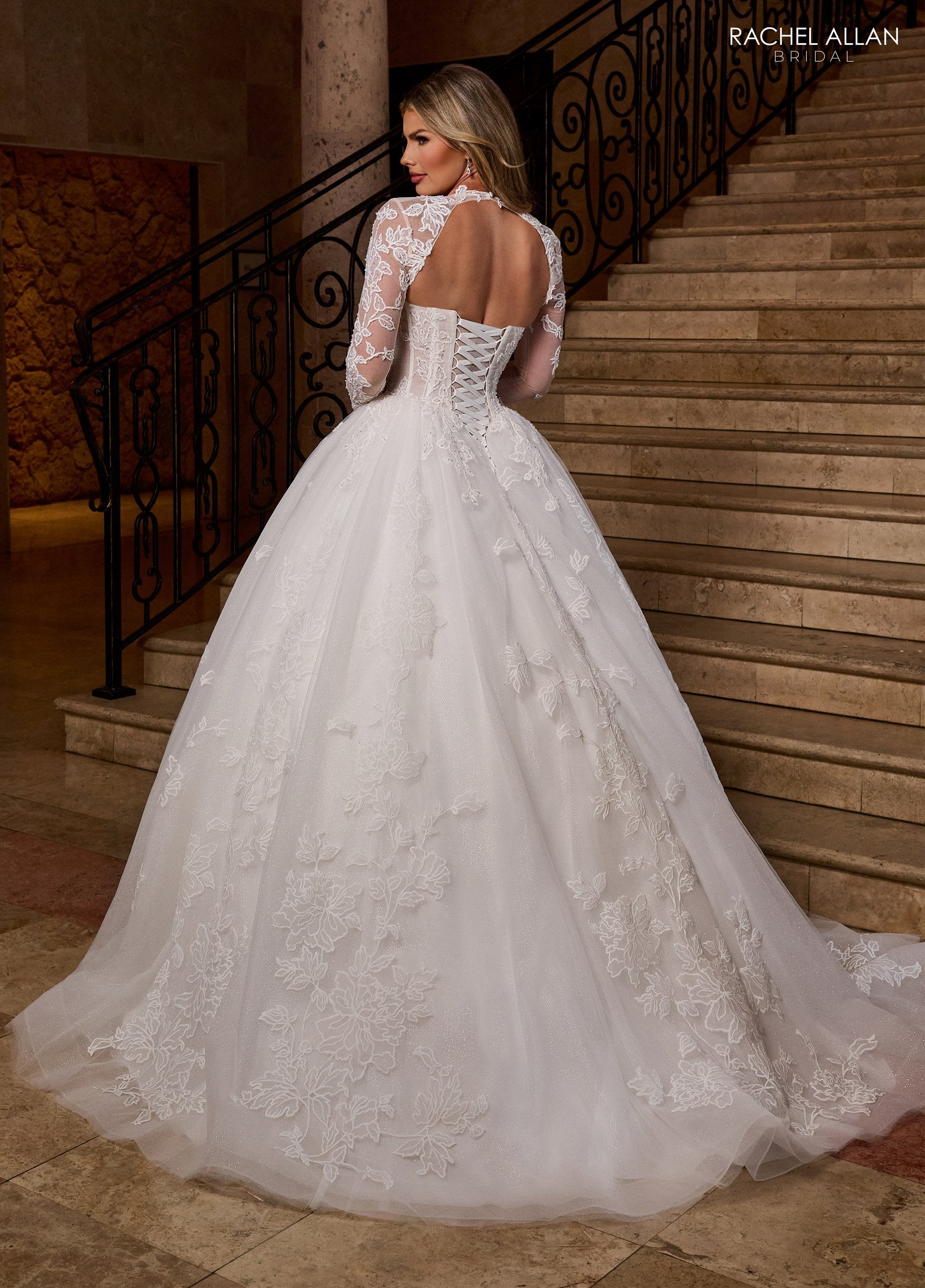 Rachel Allan RB6161 Long Bridal Gown Beaded Lace Wedding Dress