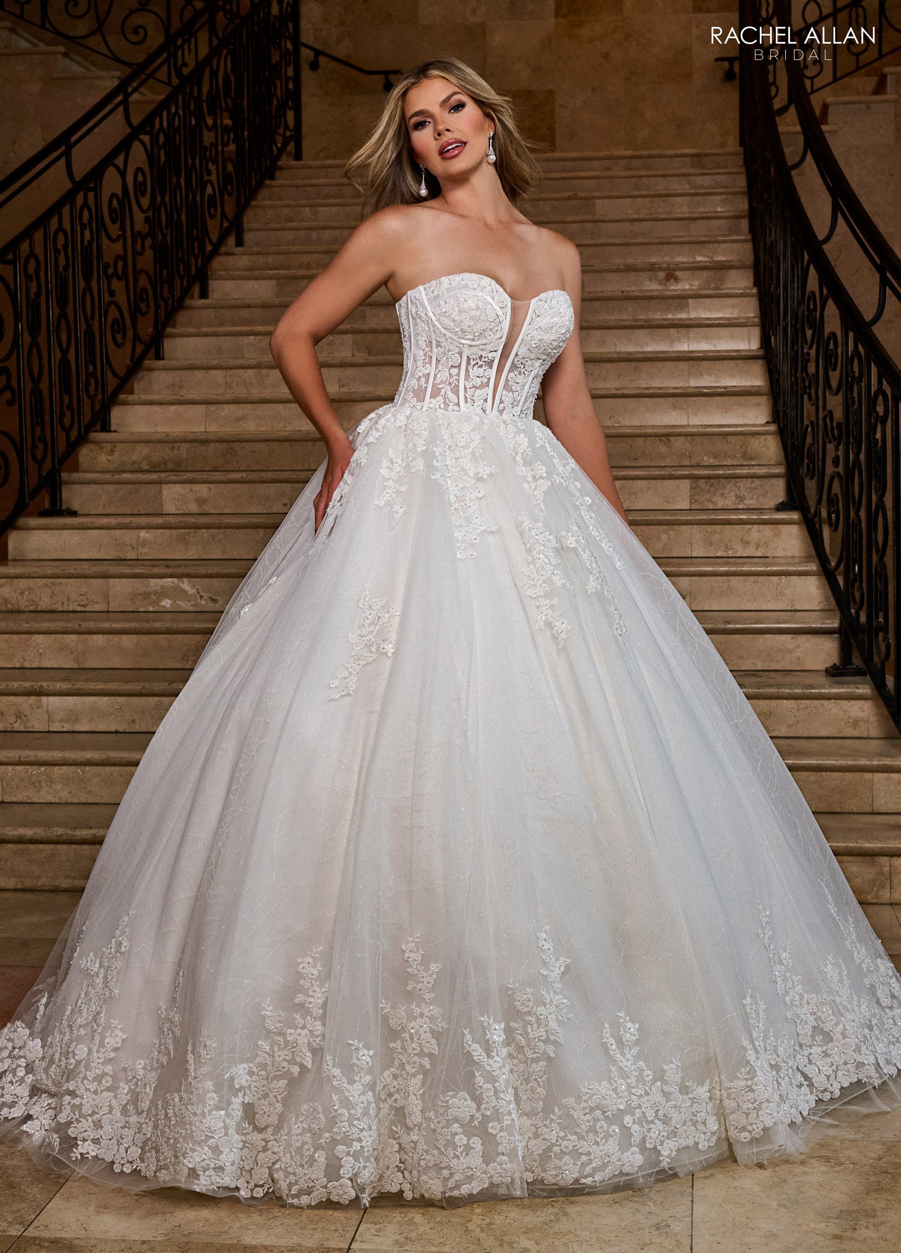 Rachel Allan RB6166 Long Bridal Glitter Ball Gown Wedding Dress