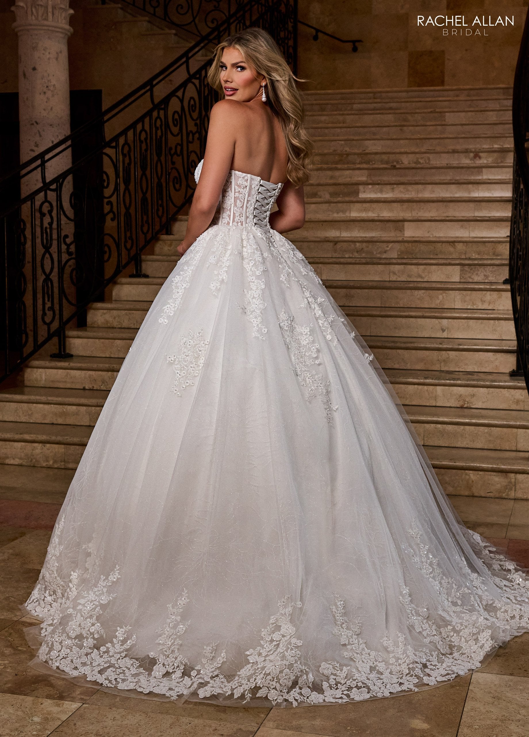 Rachel Allan RB6166 Long Bridal Glitter Ball Gown Wedding Dress