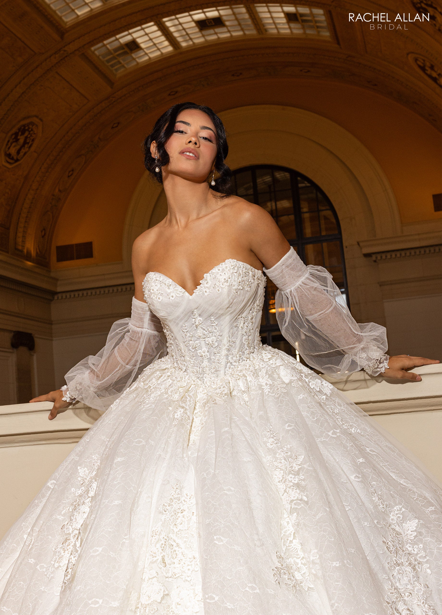 Rachel Allan RB6163 Long Floral Beaded Wedding Dress