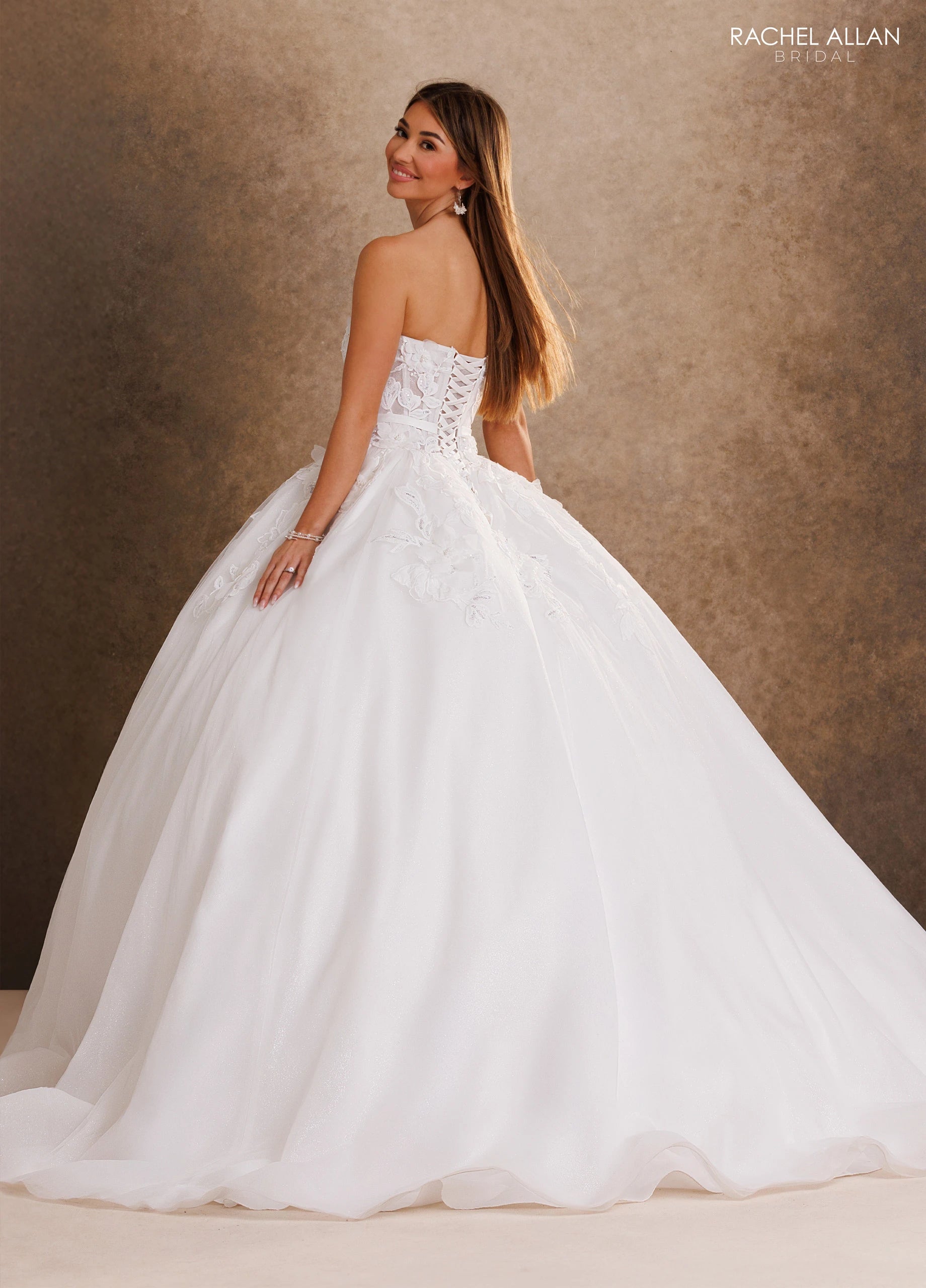 Strapless Straight Neck Floor-Length Tulle Wedding Dress Ball Gown Rachel Allan RB6205