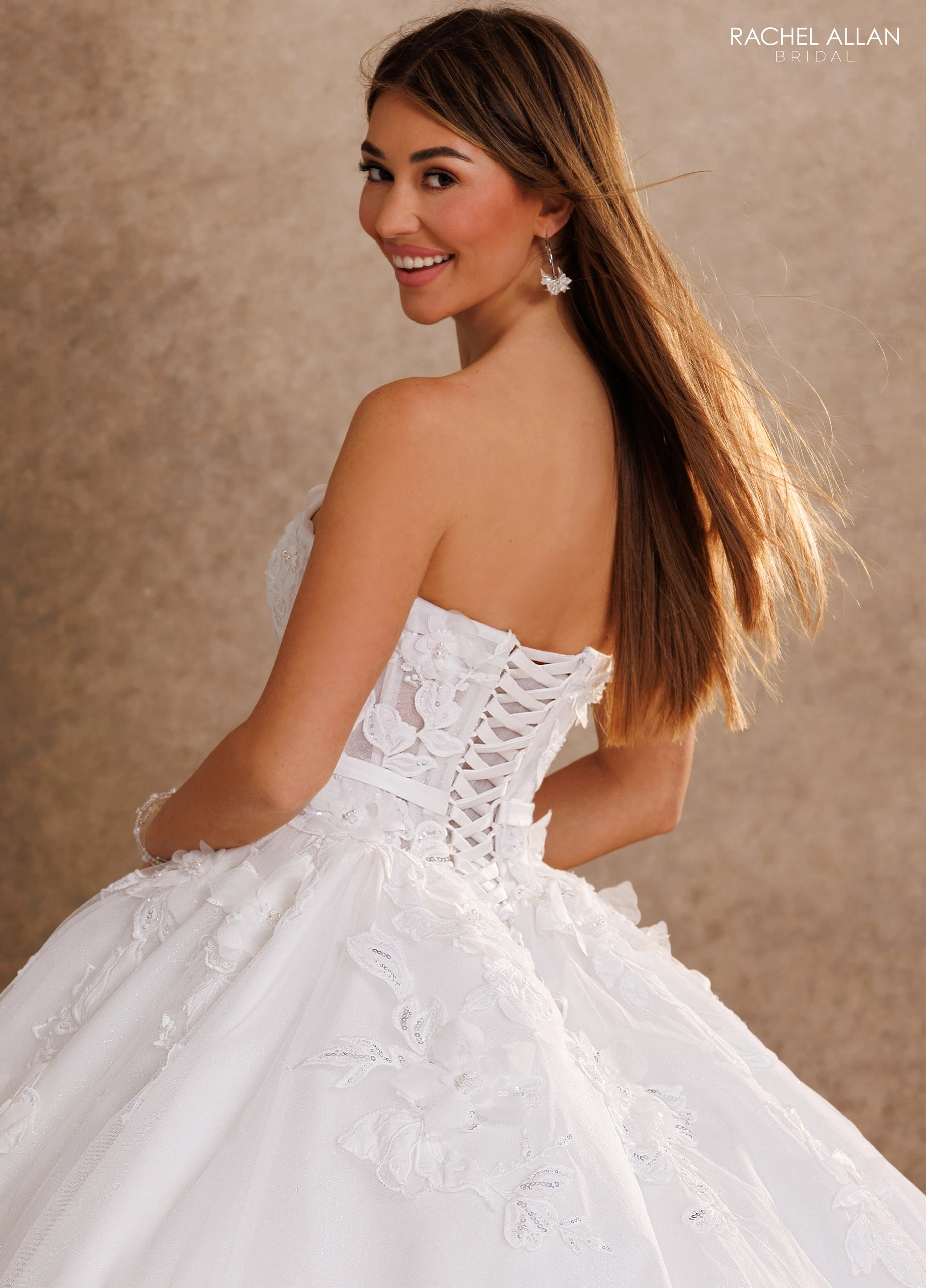 Strapless Straight Neck Floor-Length Tulle Wedding Dress Ball Gown Rachel Allan RB6205