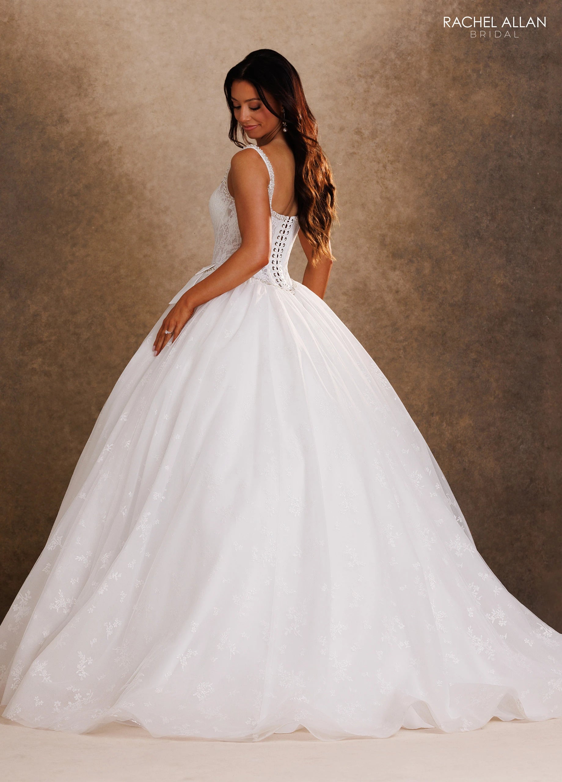 Scoop Floor-Length Tulle Wedding Dress Ball Gown Rachel Allan RB6207