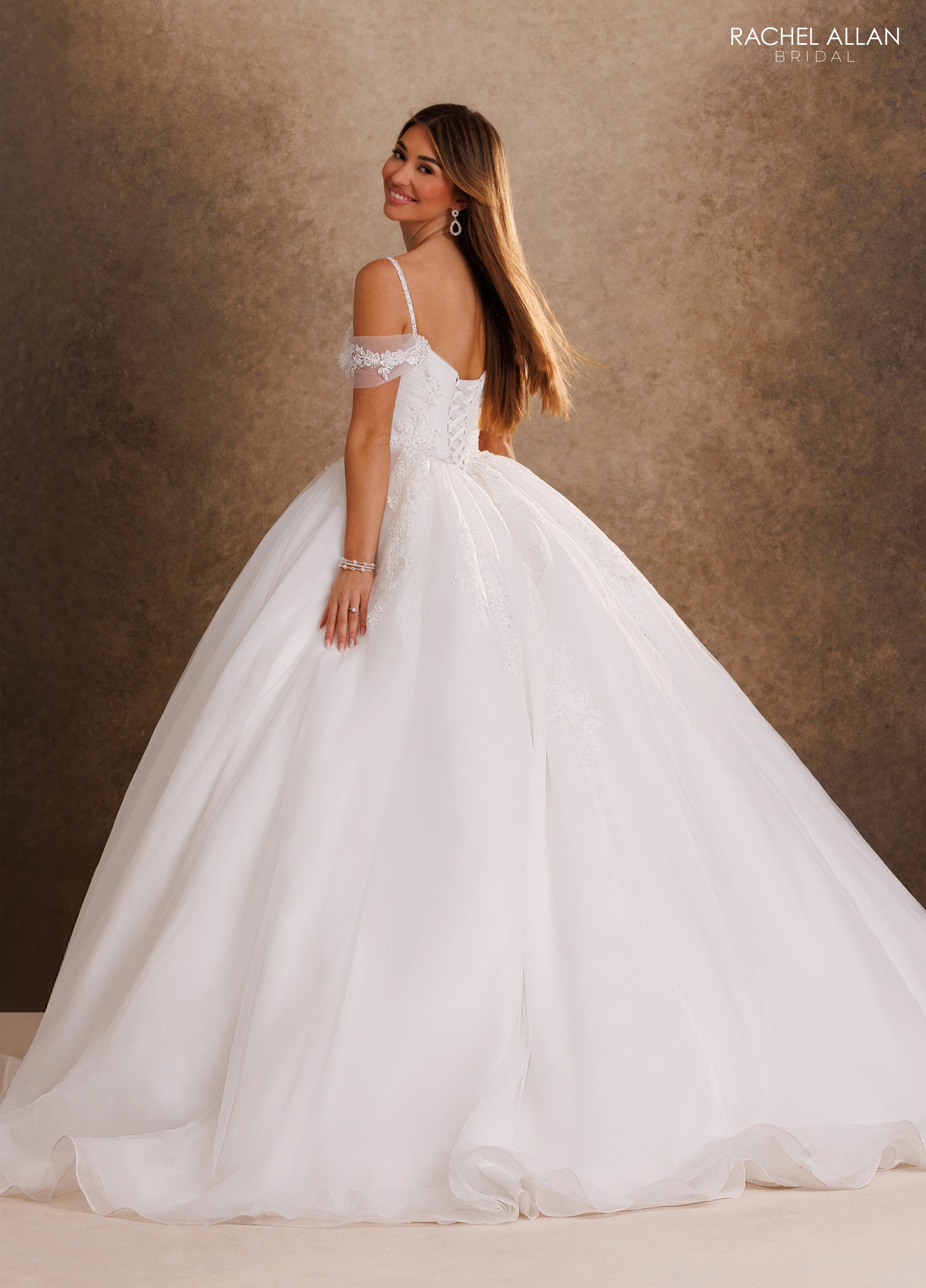 Scoop Floor-Length Tulle Wedding Dress Ball Gown Rachel Allan RB6202