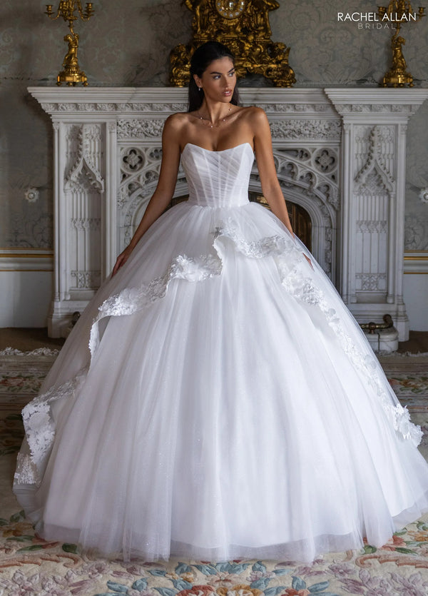 Sweetheart Floor-Length Tulle Wedding Dress Ball Gown with Lace Appliqué Rachel Allan RB6194