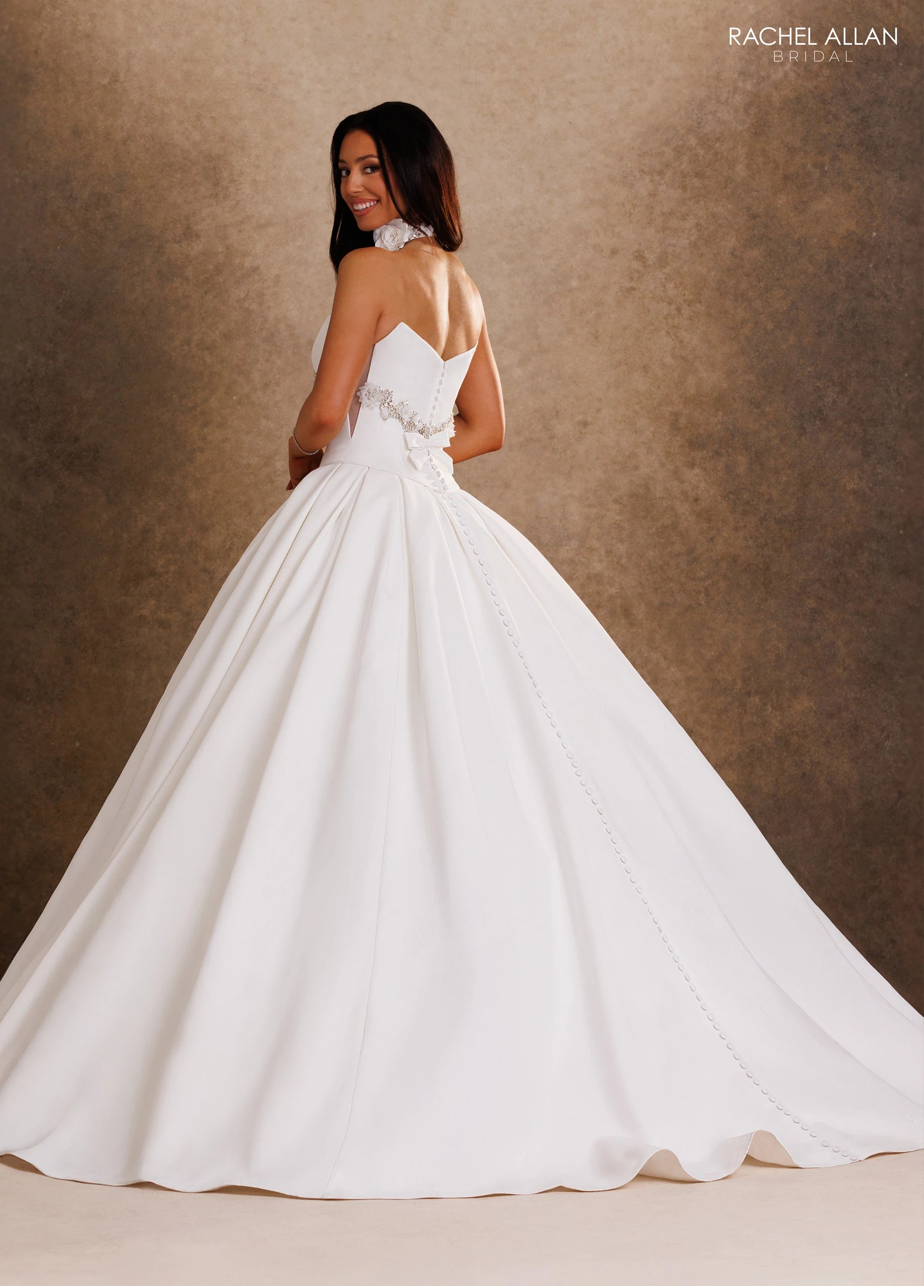 Strapless Straight Neck Floor-Length with T in Mikado Wedding Dress Ball Gown Rachel Allan RB6208