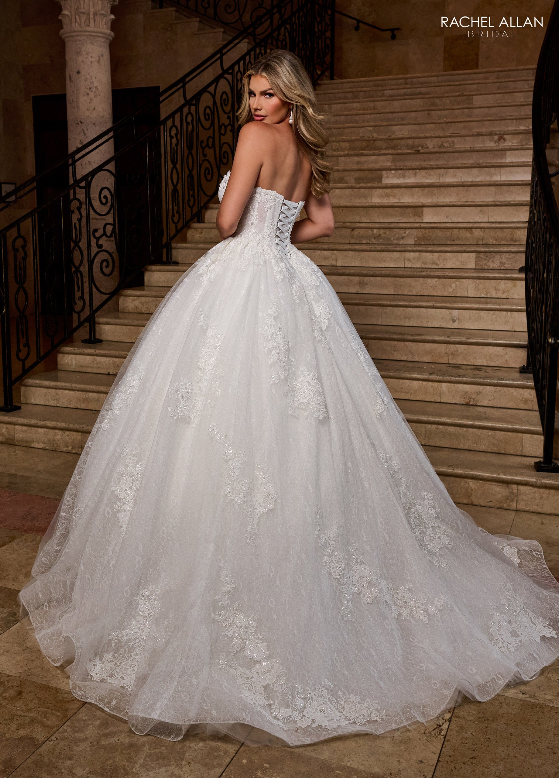 Rachel Allan RB6163 Long Floral Beaded Wedding Dress