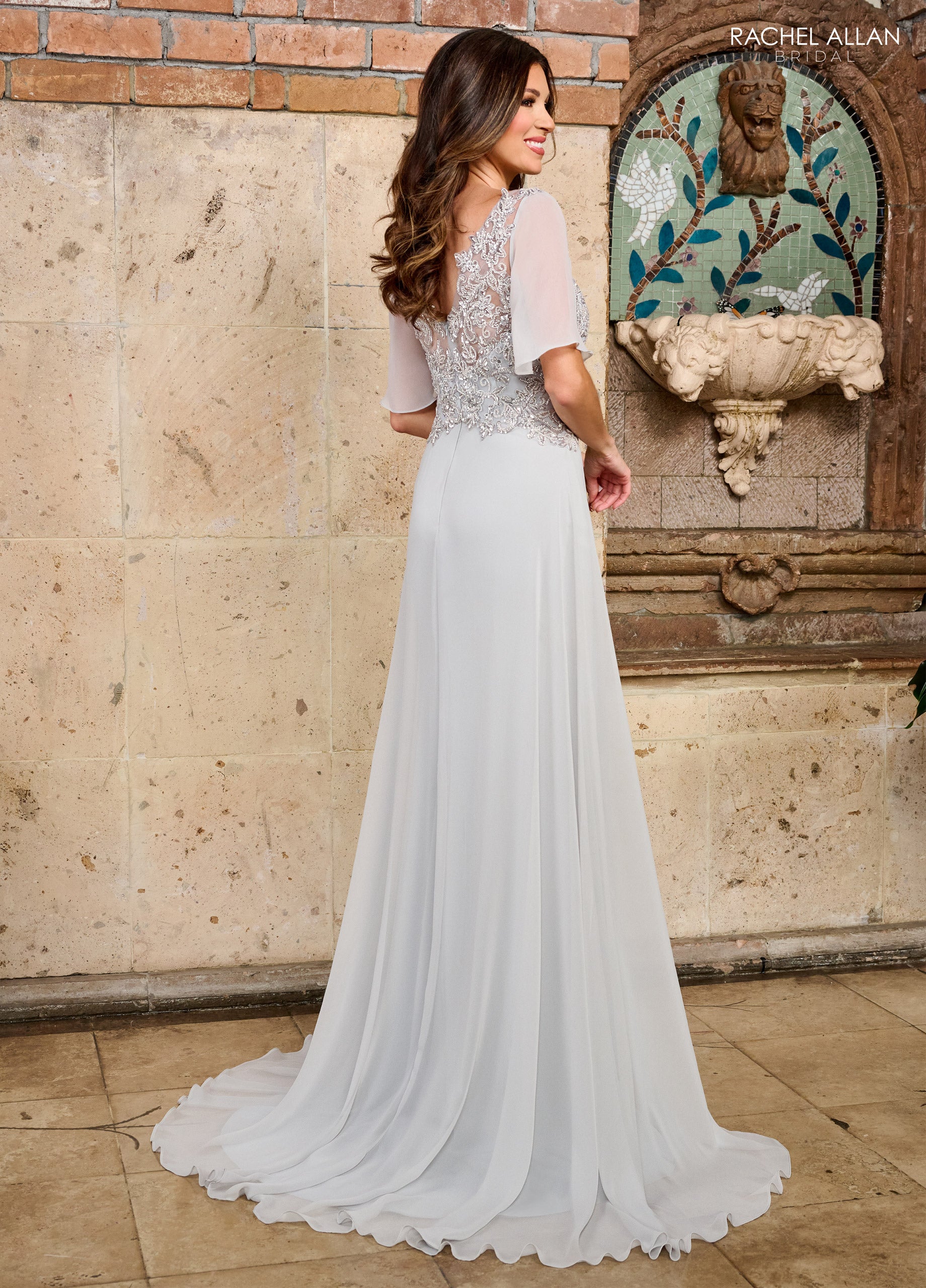 Mother of the Bride Dresses Long Beaded Lace Mother of the Bride Dress Platinum Rose