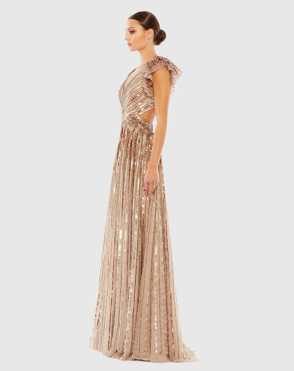Prom Dresses Long Formal Cap Sleeve Prom Dress Copper