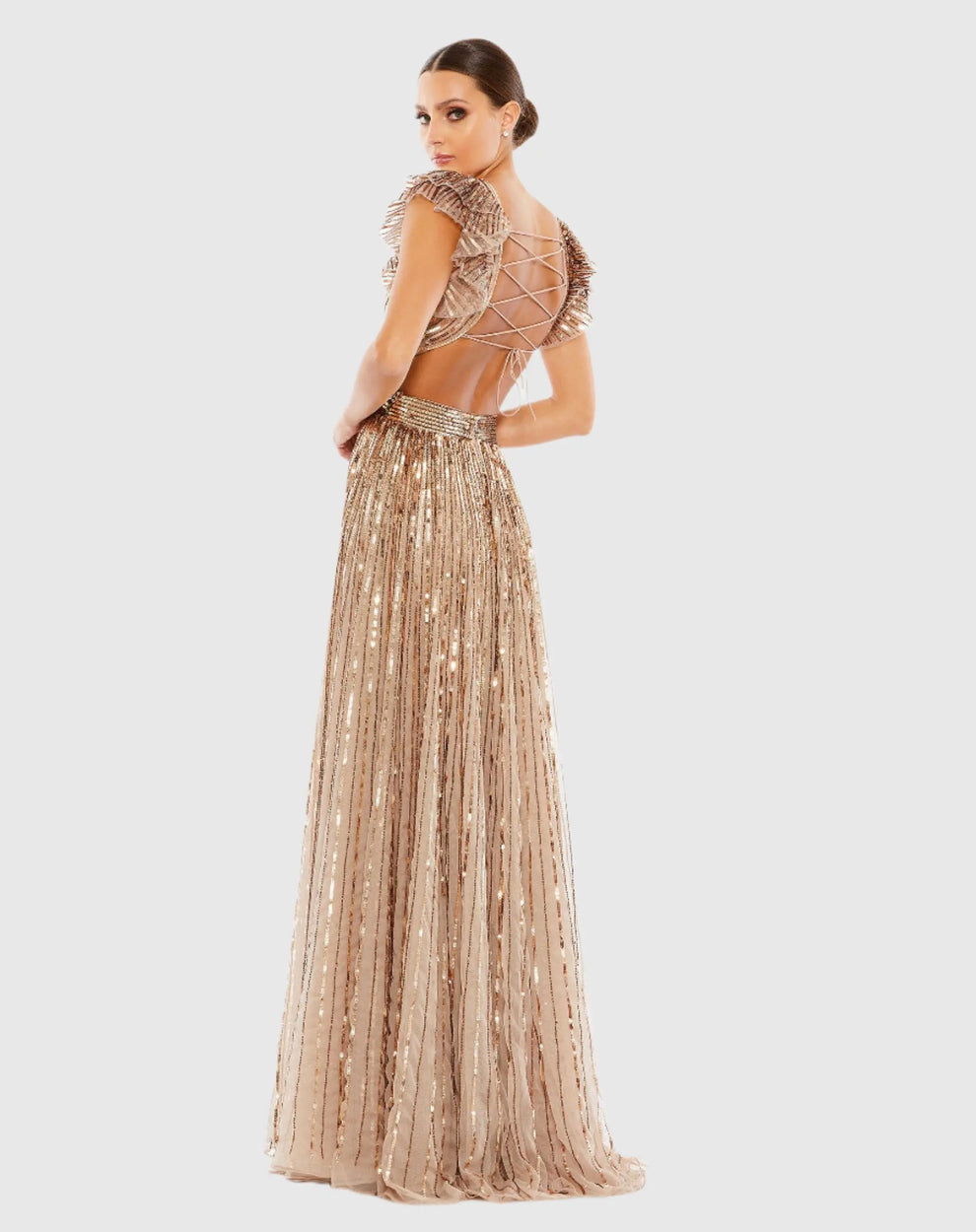Prom Dresses Long Formal Cap Sleeve Prom Dress Copper
