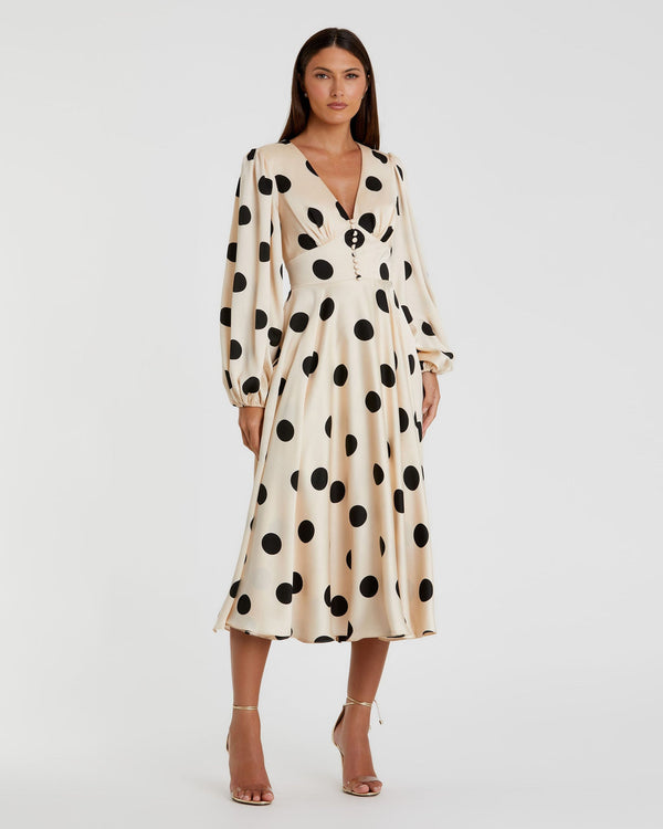 printed polka dot midi dress Whistles Polka Dot Print Midi Dress Brown/Multi Size 2