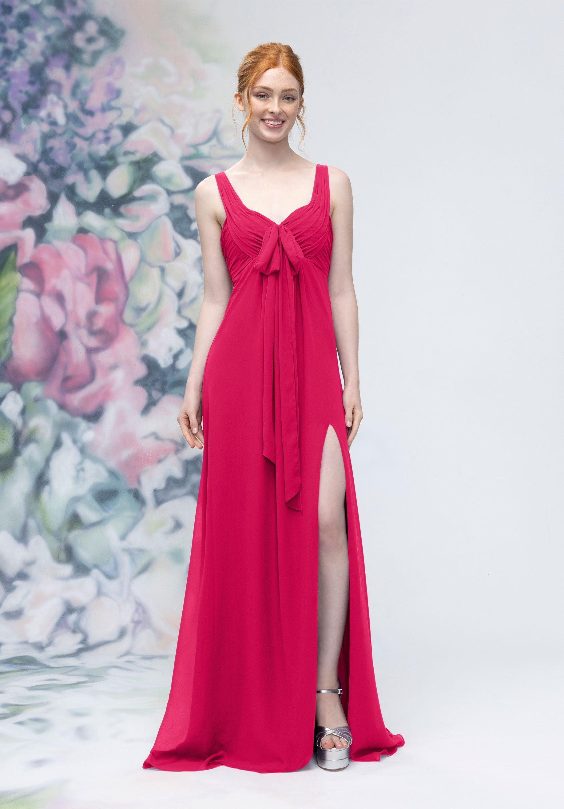 Formal Dresses A Line Slit Formal Long Dress Berry-Chiffon-3030009-Pleated
