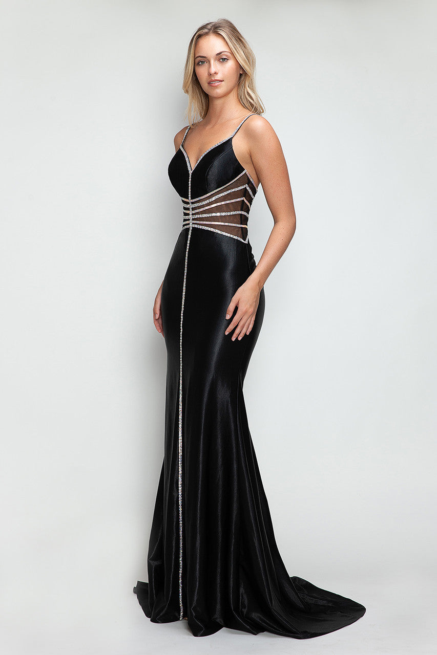 Prom Dresses Long Evening Formal Mermaid Prom Dress Lenovia 8344 Black-Sateen-8344-Fitted