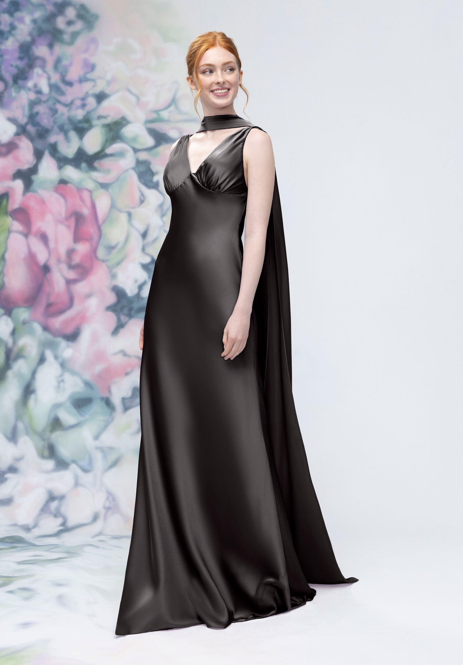Formal Dresses Evening Long Formal A Line Dress Black-Satin-3030016-Cowl