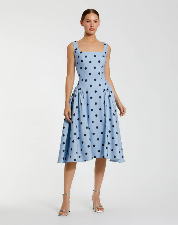 Printed Midi Cocktail Dress A Line Mac Duggal 37053
