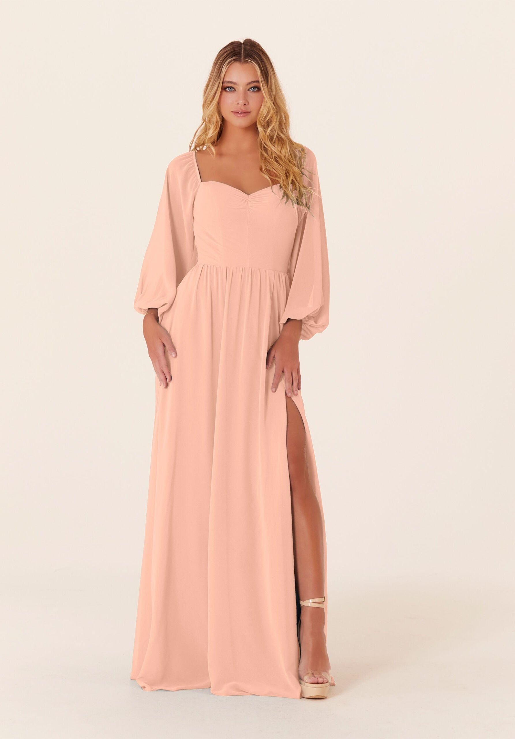 Mother of the Bride Dresses Long Formal A Line Mother of the Bride Dress Blush-Chiffon-21830-Pleated