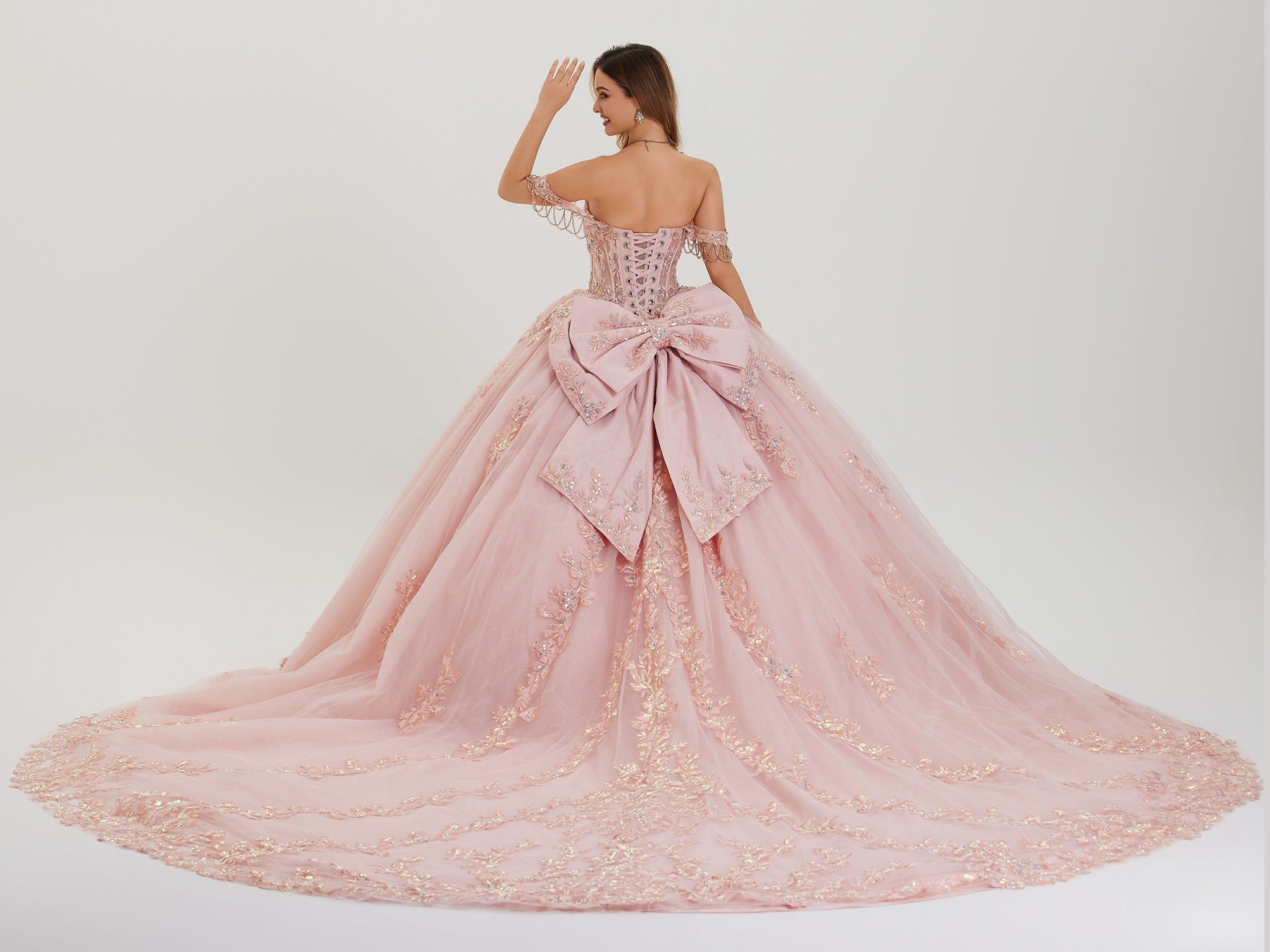Stella Couture 26409 Long Ball Gown Beaded Floral Quinceanera