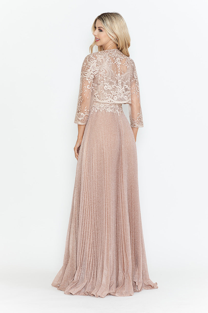 Mother of the Bride Dresses Pleated Long Formal Mother of the Bride Dress Lenovia 8341 Blush-Mesh-8341-Pleated