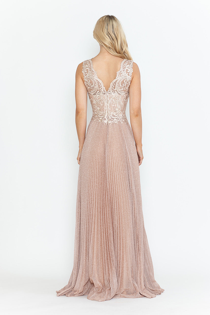Mother of the Bride Dresses Pleated Long Formal Mother of the Bride Dress Lenovia 8341 Blush-Mesh-8341-Pleated