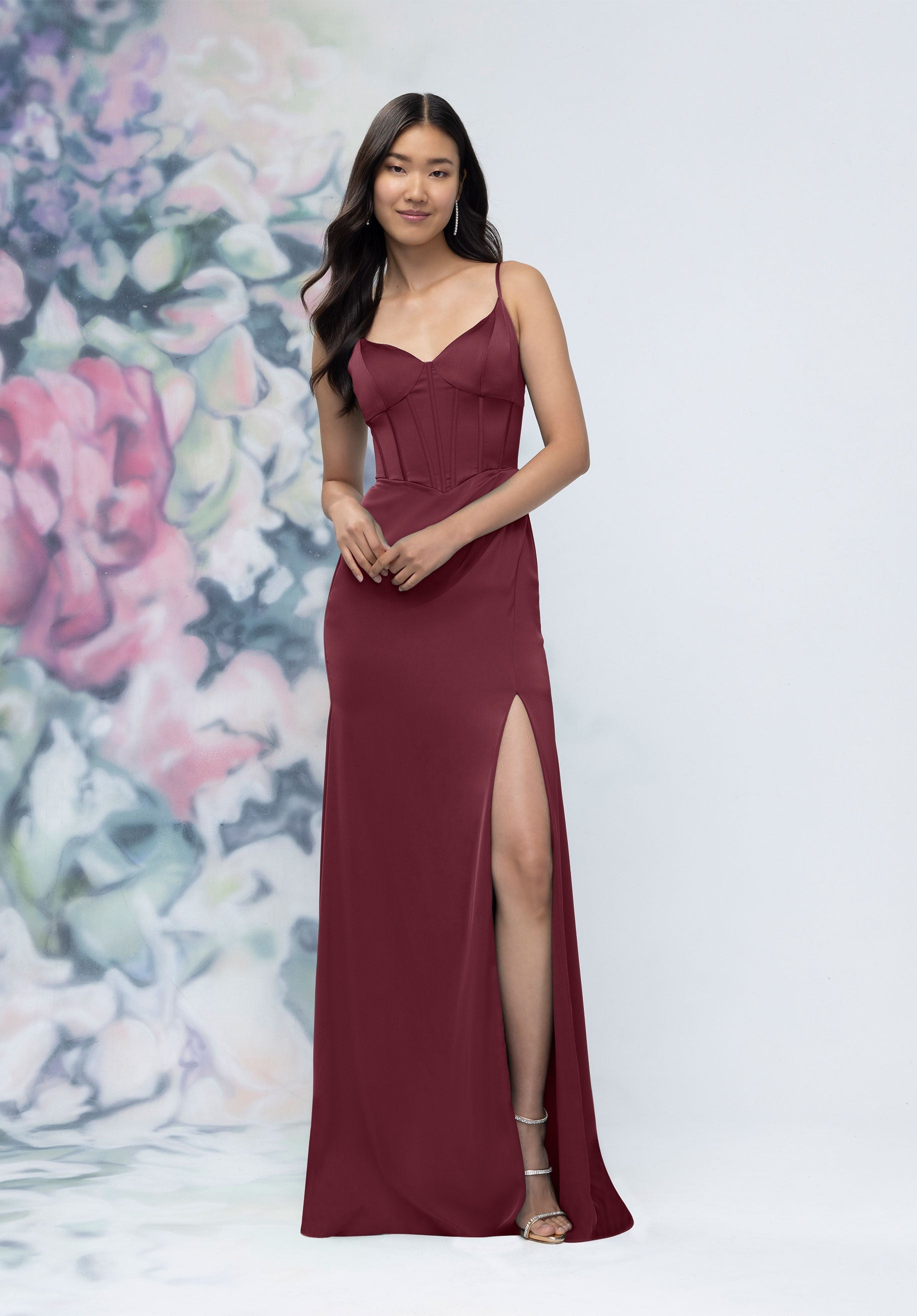 Formal Dresses Long Formal Corset Dress Bordeaux-Satin-3030007-Corset