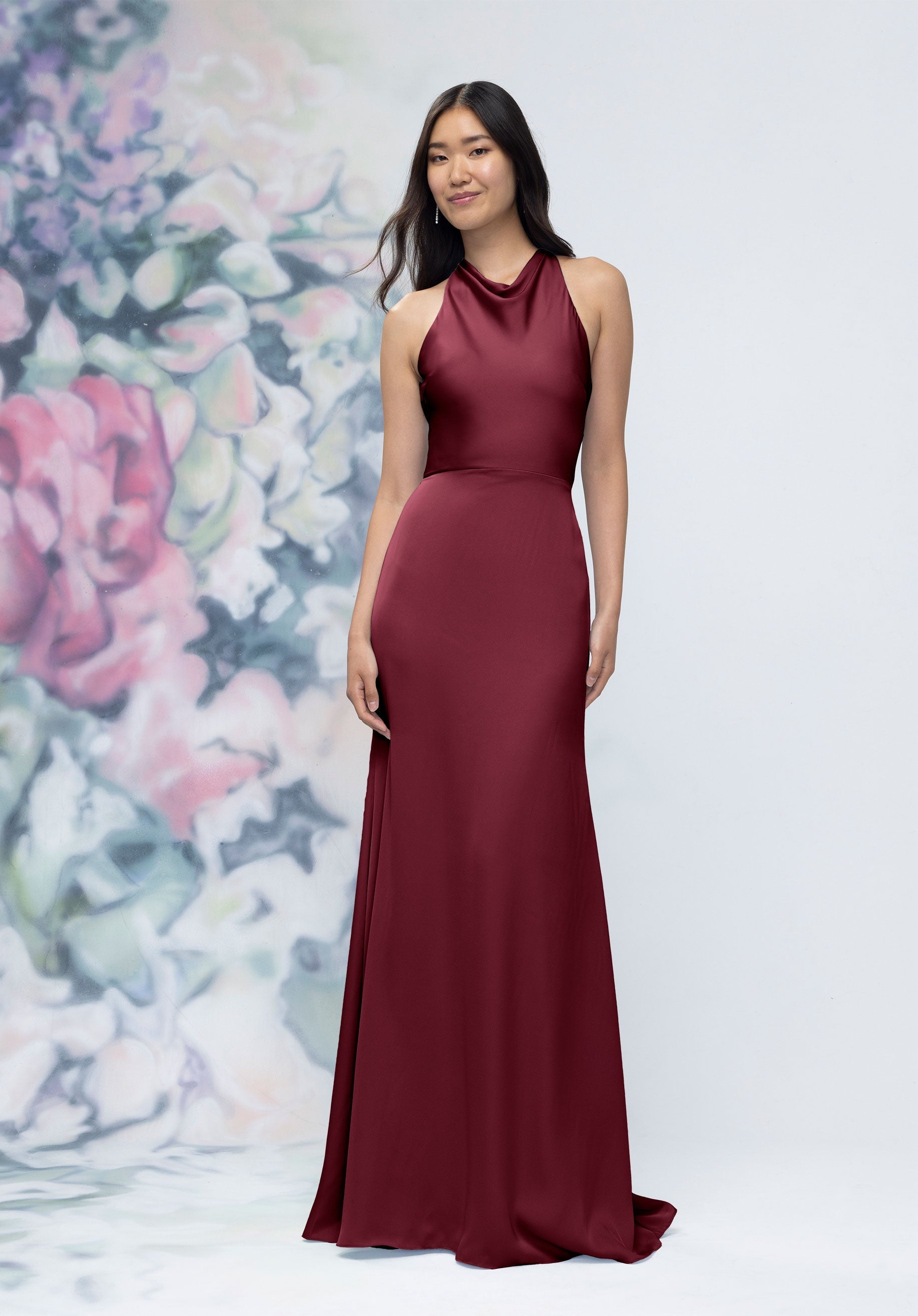 Formal Dresses Formal Long Evening Dress Bordeaux-Satin-3030008-Cowl