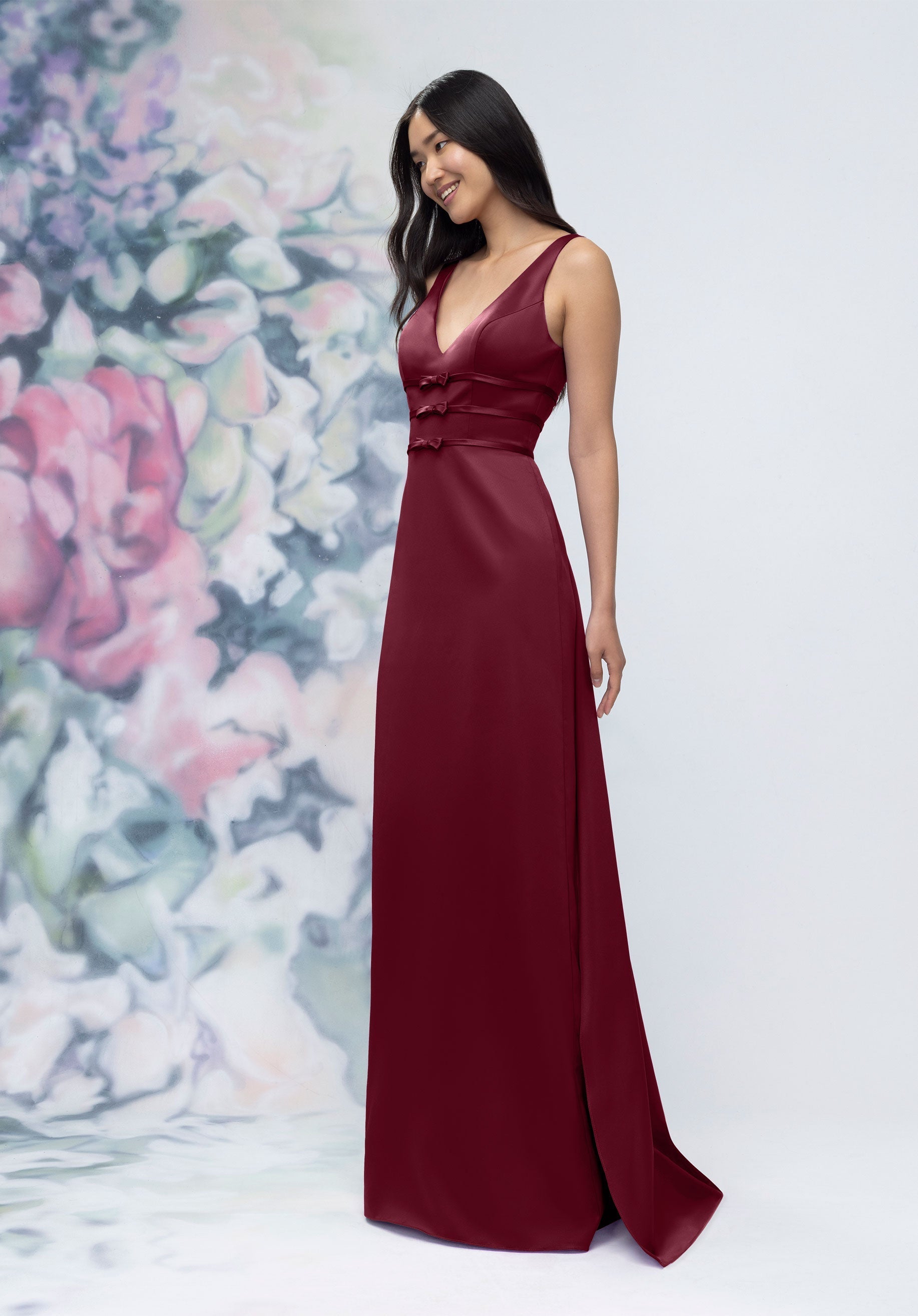 Formal Dresses Long Slit Formal Dress Bordeaux-Satin-3030013-Train