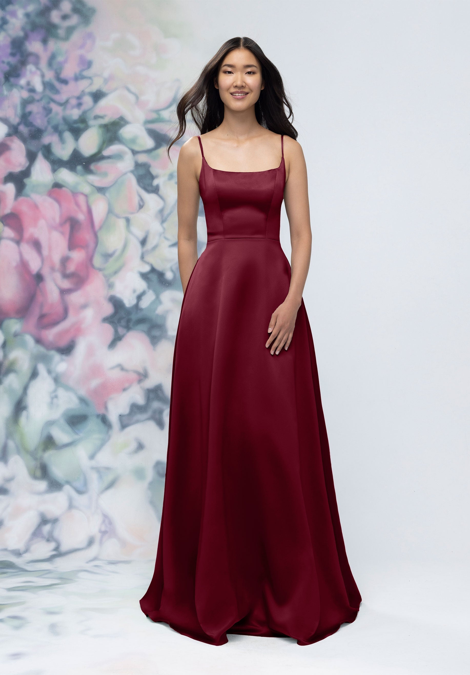 Formal Dresses A Line Long Formal Dress Bordeaux-Satin-3030017-A Line