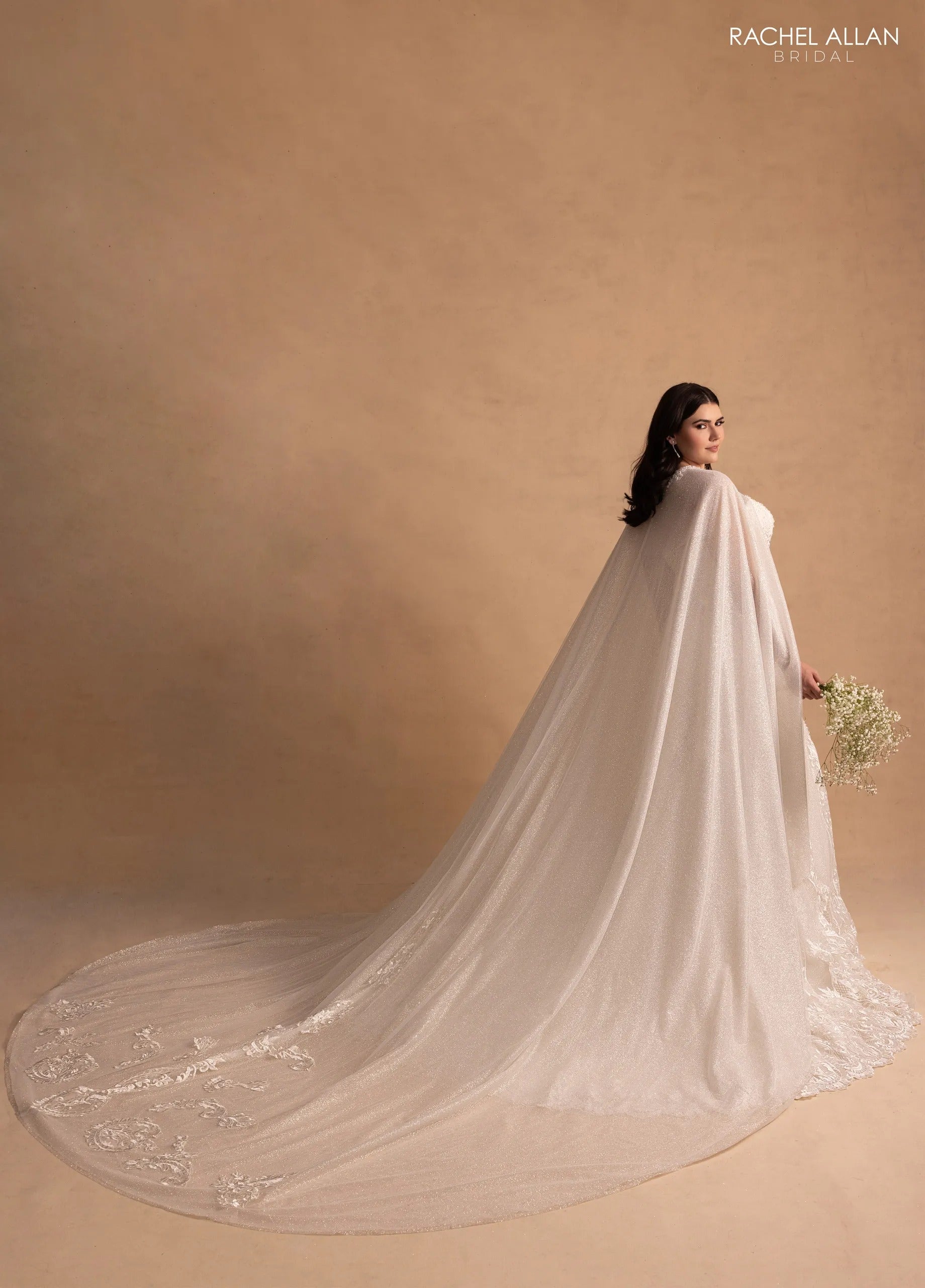 Ivory Sweetheart Floor-Length Lace Bridal Mermaid Gown with Cape Rachel Allan M781