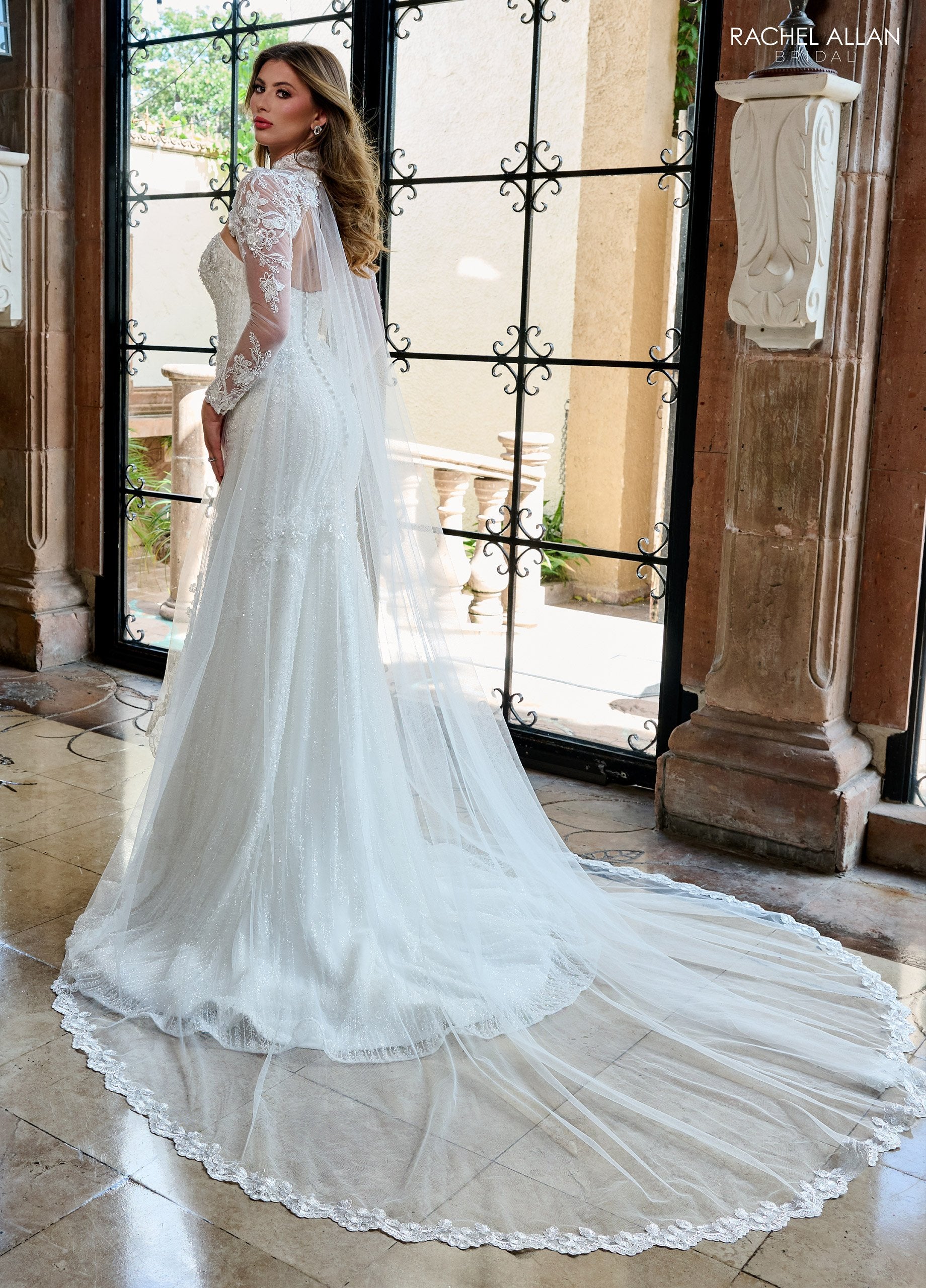Rachel Allan RB5093 Beaded Floral Long Mermaid Wedding Dress
