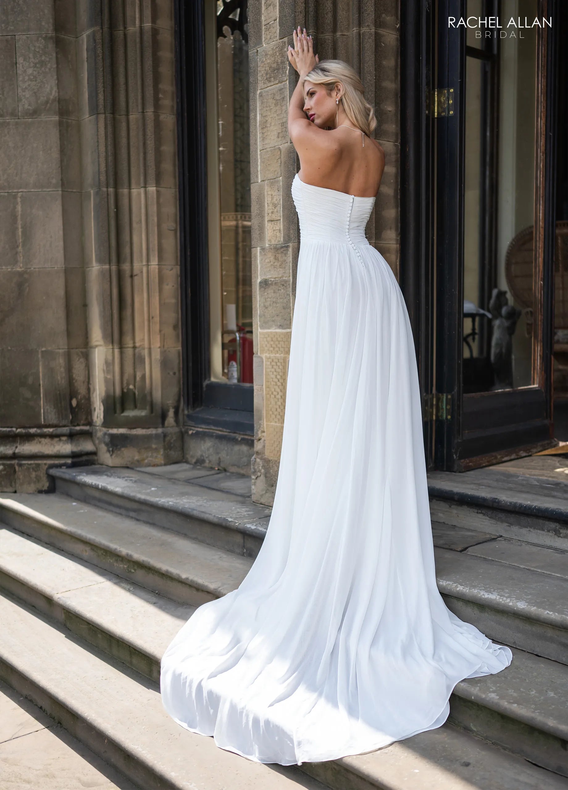 wedding dress chiffon backless ACANTHUS, a Backless Fairy Wedding Dress in Silk Chiffon with Bow Closure –  Larimeloom main image 0