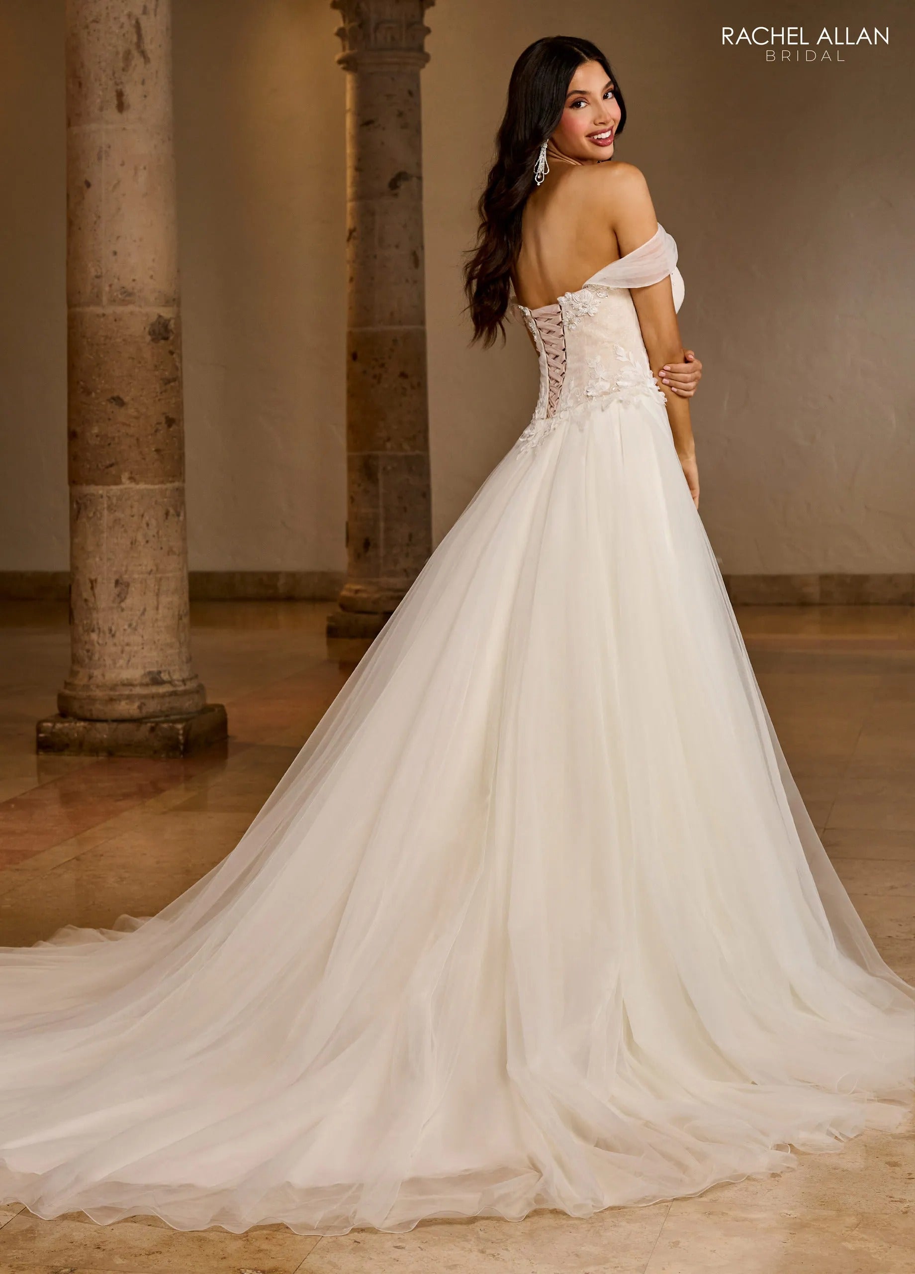 Ivory Champagne Sweetheart Floor-Length Lace Tulle Wedding Mermaid Gown with Detachable Overskirt Rachel Allan RB5039