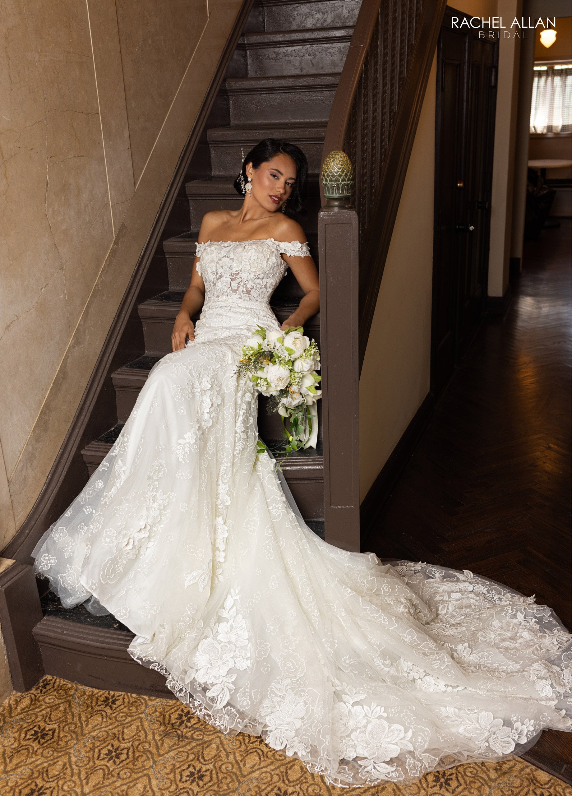 Rachel Allan RB5082 Long Mermaid Bridal Gown Glitter Wedding Dress - Ivory / 12 Rachel Allan RB5082 Long Mermaid Bridal Gown Glitter Wedding Dress - Ivory / 12