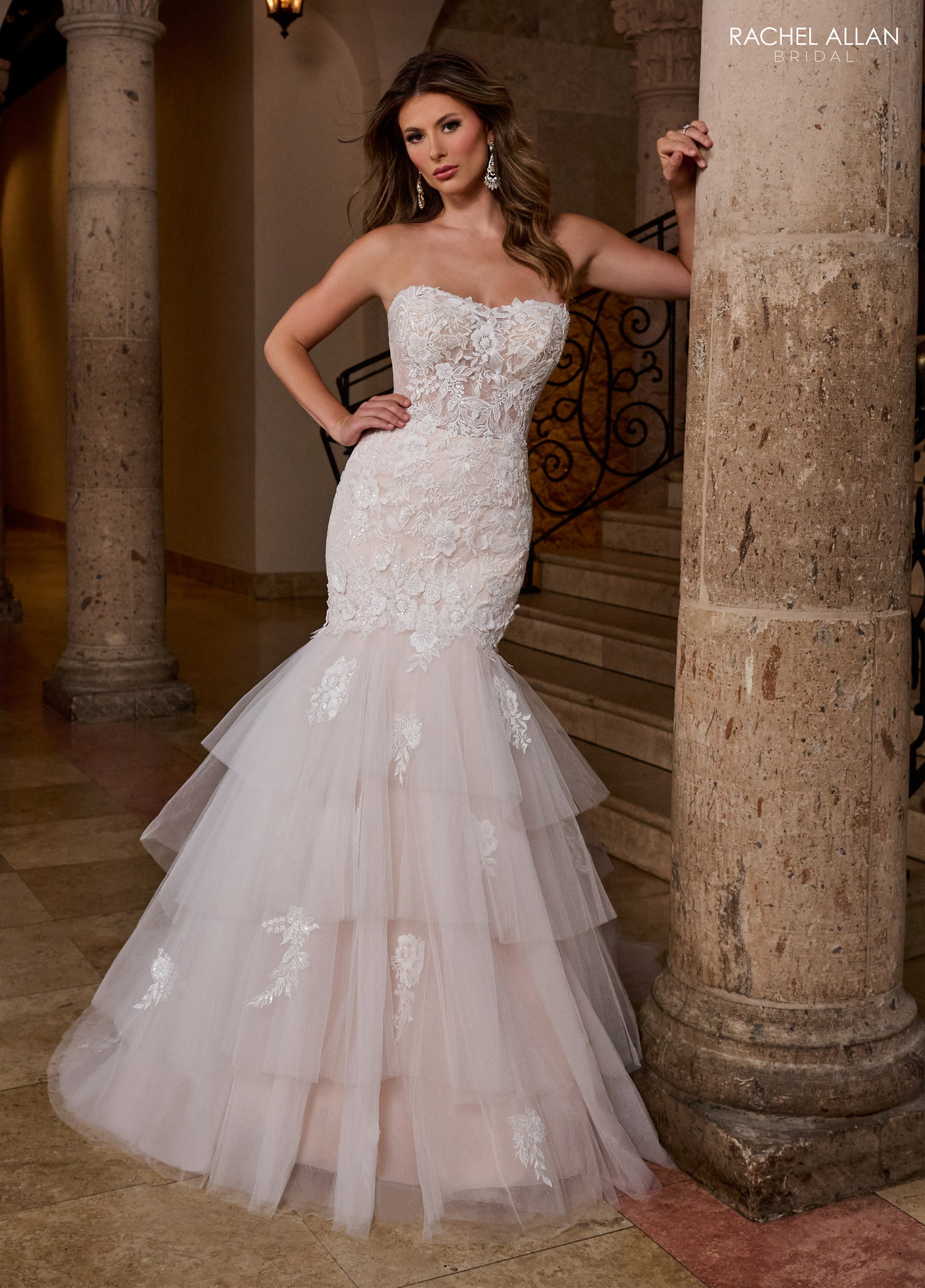 Rachel Allan RB5085 Long Mermaid 3D Floral Wedding Dress