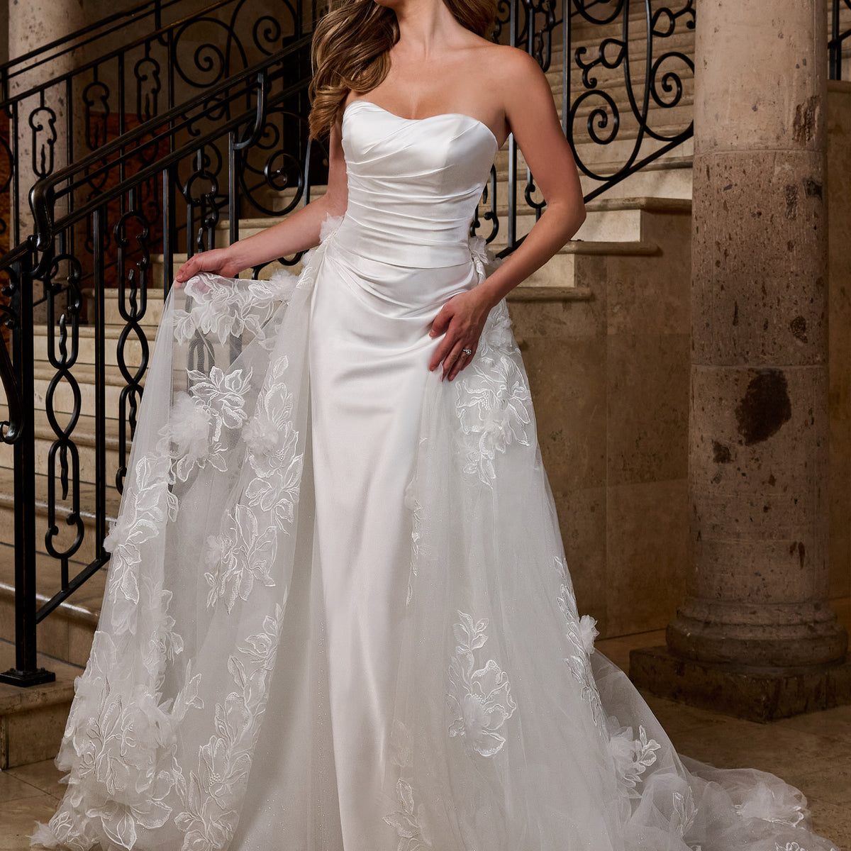 Rachel Allan RB5081 Long Glitter Detachable Train Wedding Dress The Dress Outlet Rachel Allan RB5081 Long Glitter Detachable Train Wedding Dress The Dress Outlet