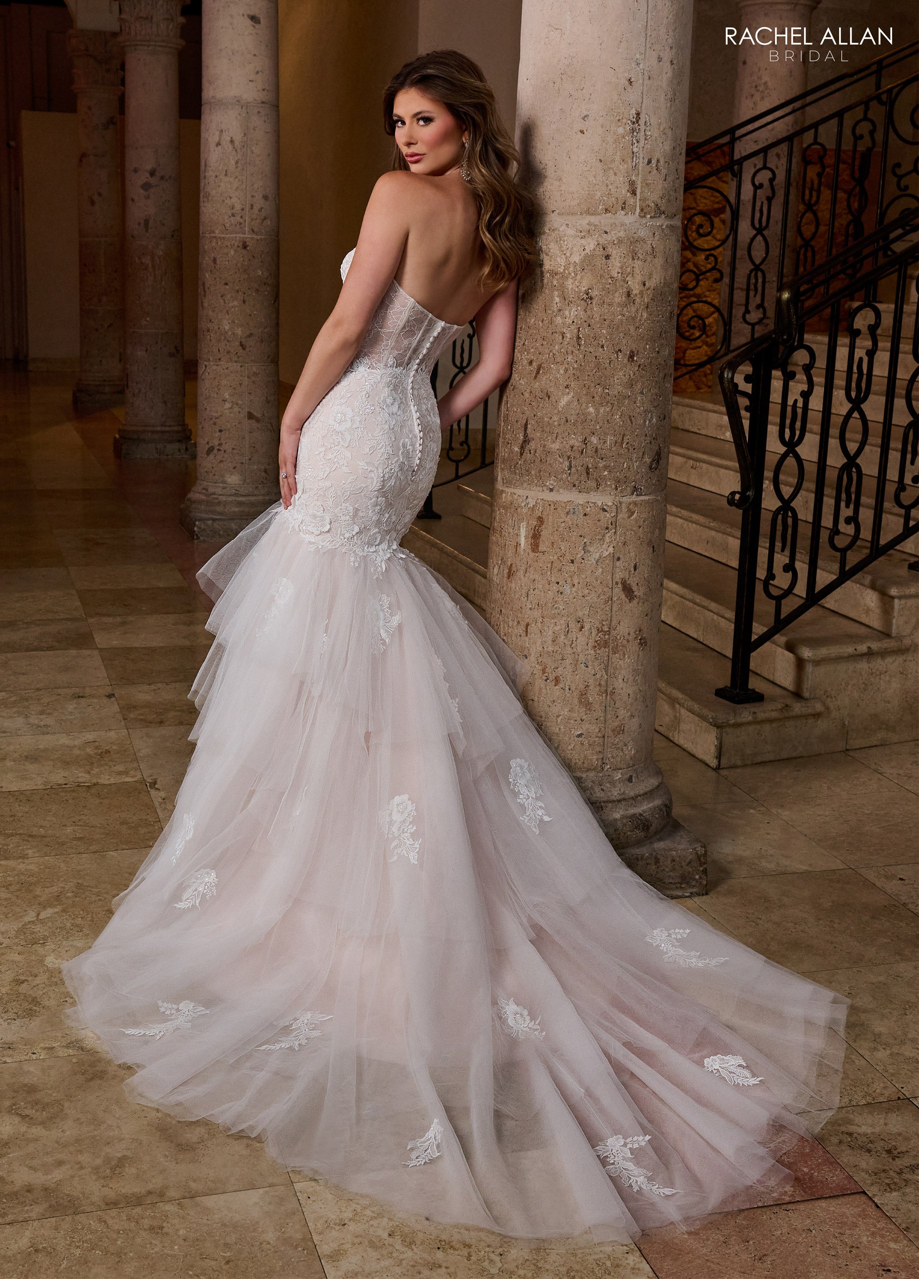 Rachel Allan RB5085 Long Mermaid 3D Floral Wedding Dress