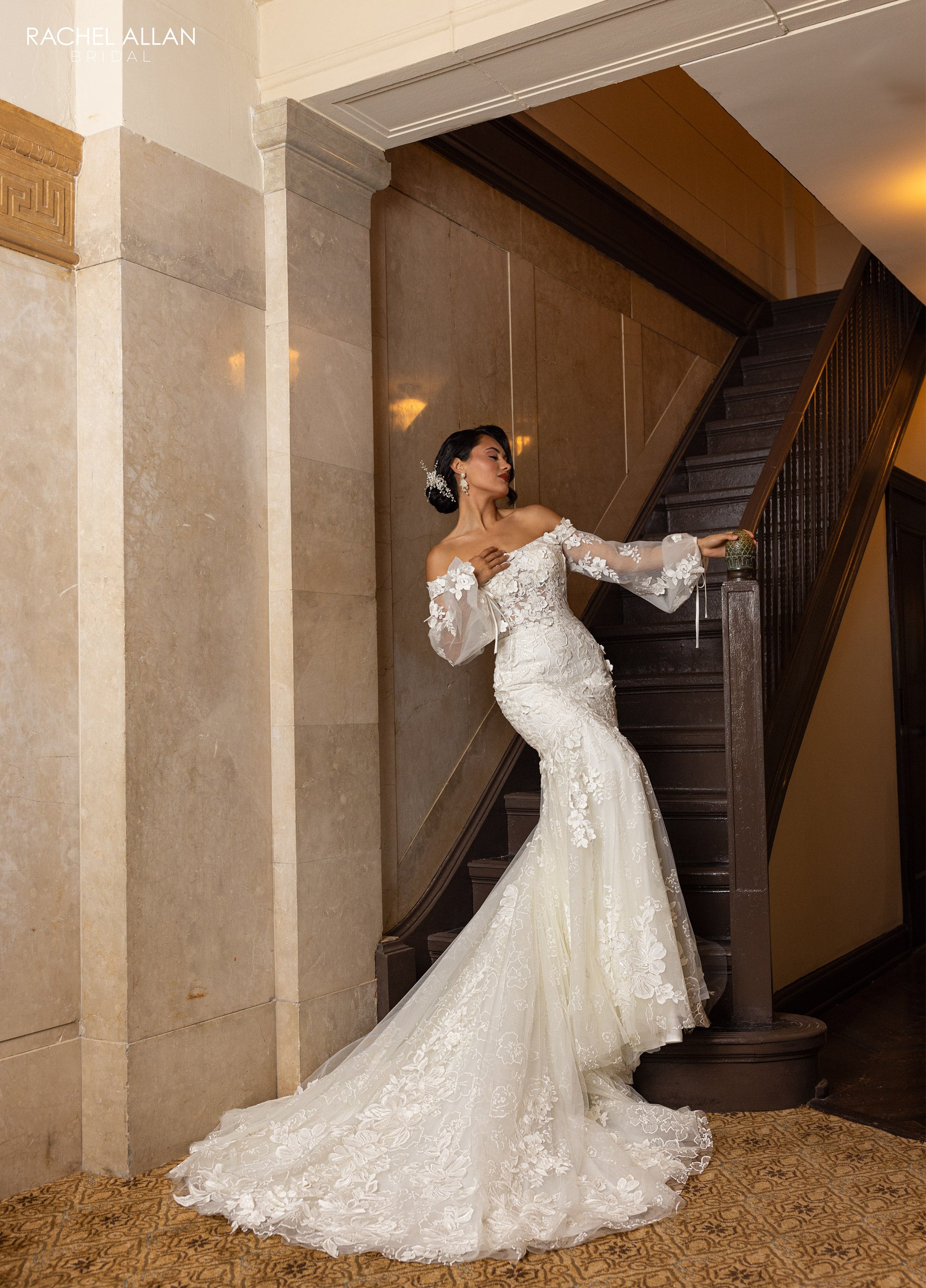 Rachel Allan RB5082 Long Mermaid Bridal Gown Glitter Wedding Dress