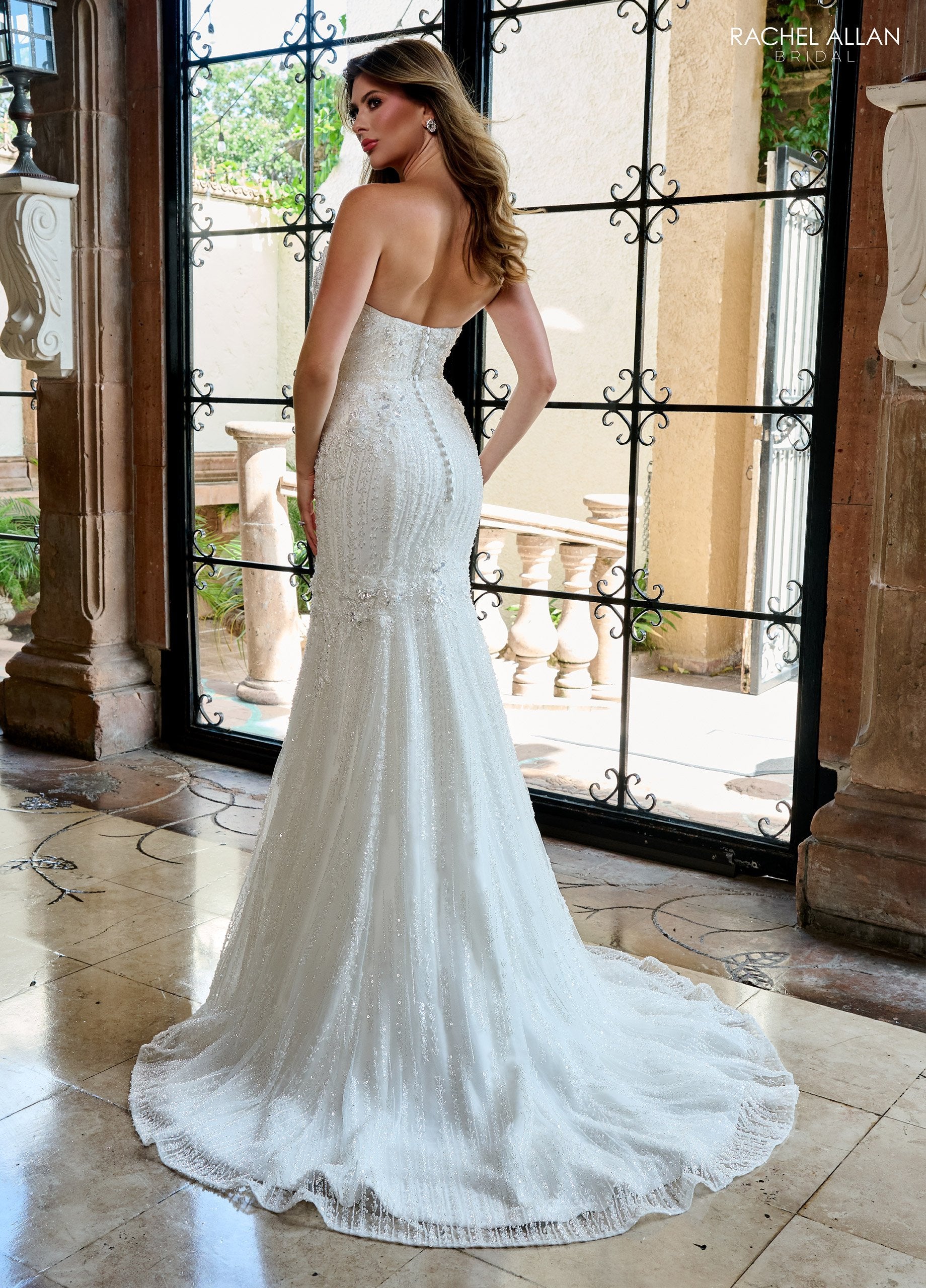 Rachel Allan RB5093 Beaded Floral Long Mermaid Wedding Dress